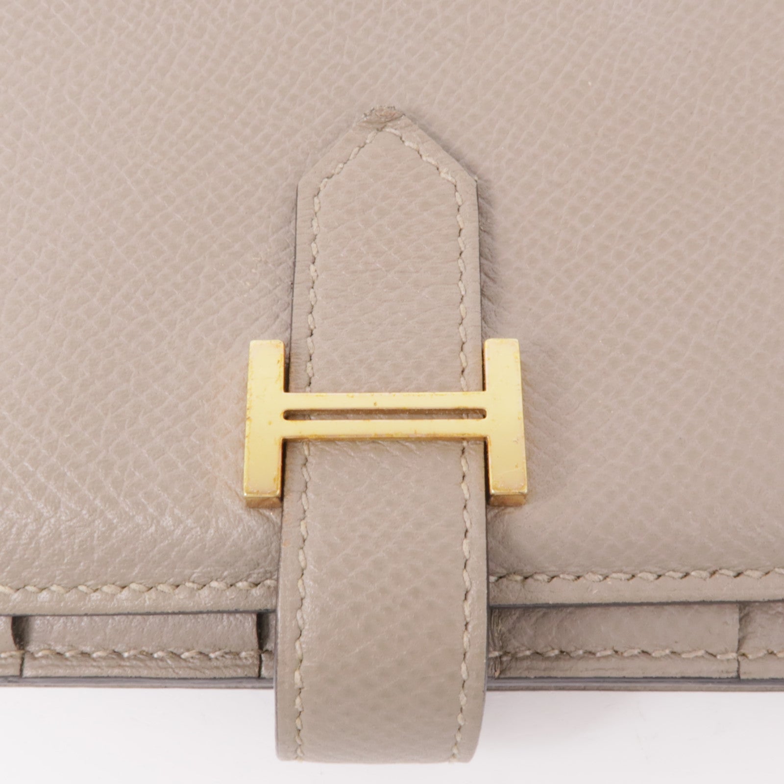 HERMES GHW Bearn Wallet Veau Epsom Leather Trench Beige