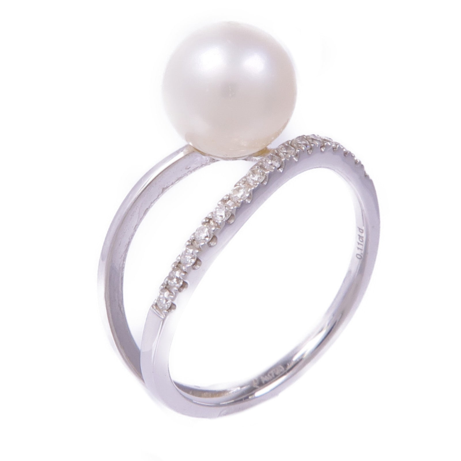 JEWELRY 18K白金Pearl Diamond Ring珍珠/鑽石戒指US#6