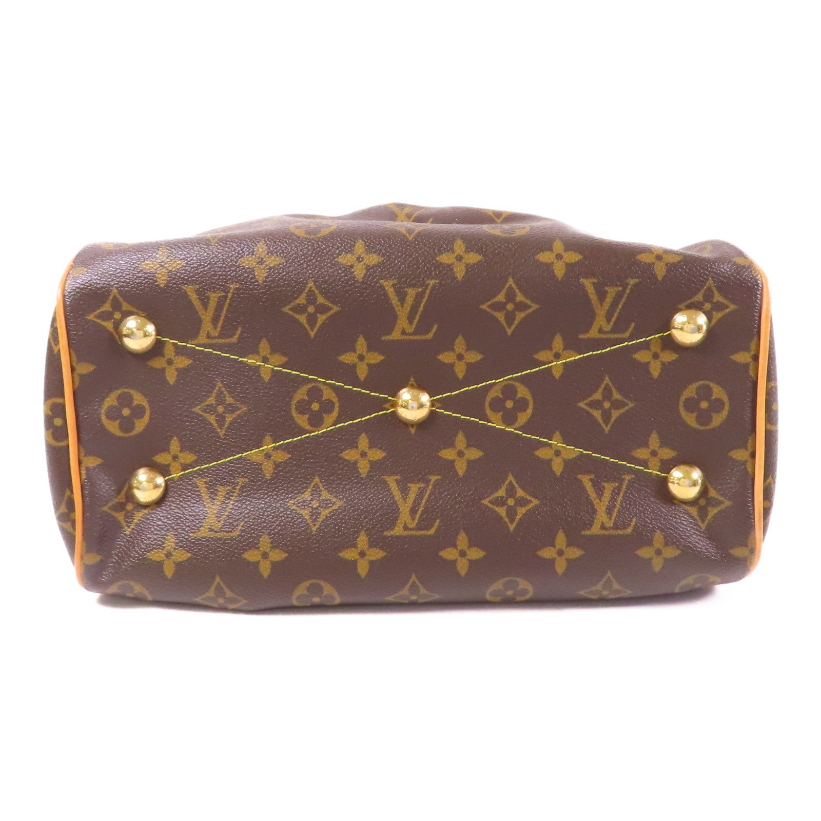 LOUIS VUITTON Monogram Tivoli PM金扣手挽袋棕色