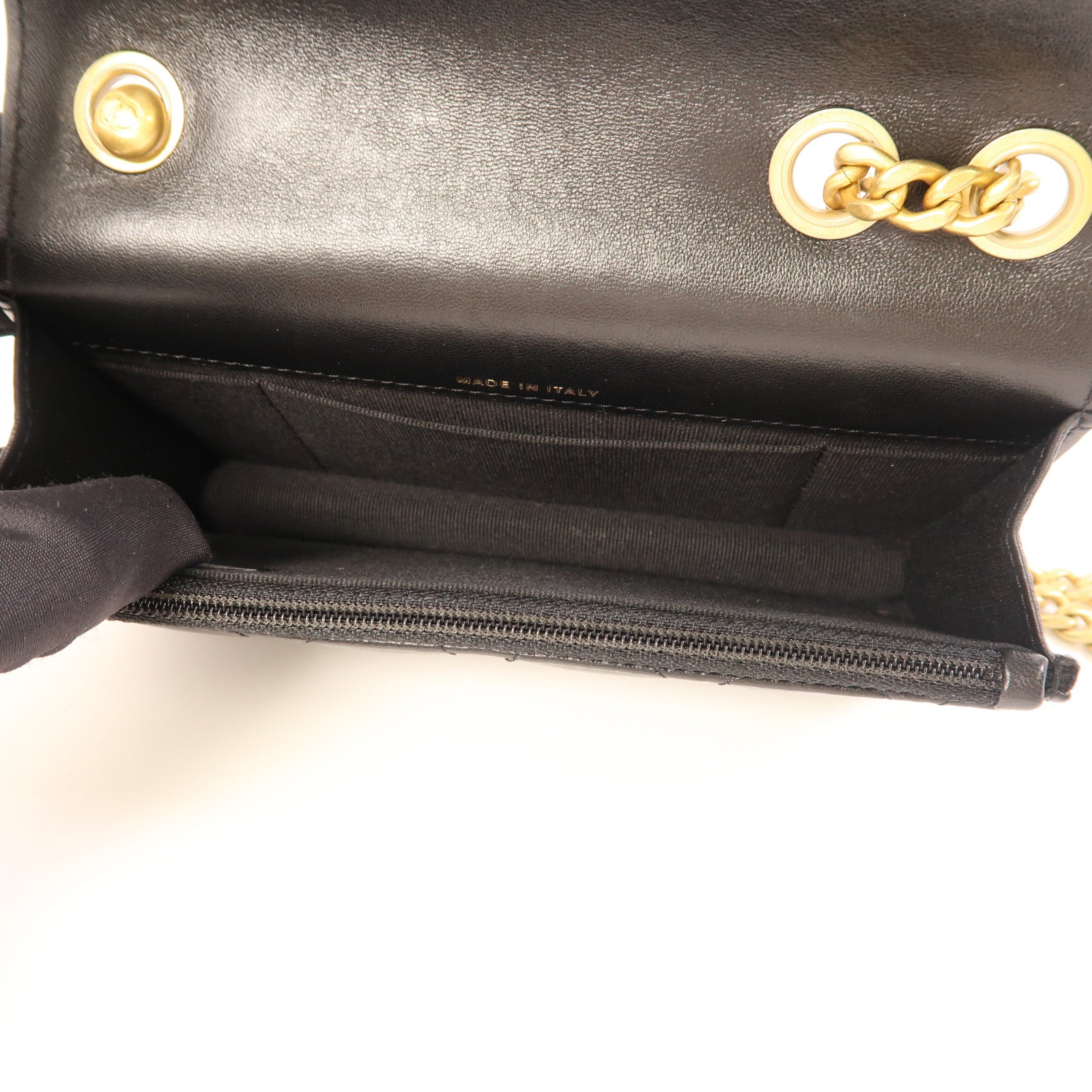 CHANEL 羊皮皮革Flap Phone Holder金扣鏈帶肩背袋