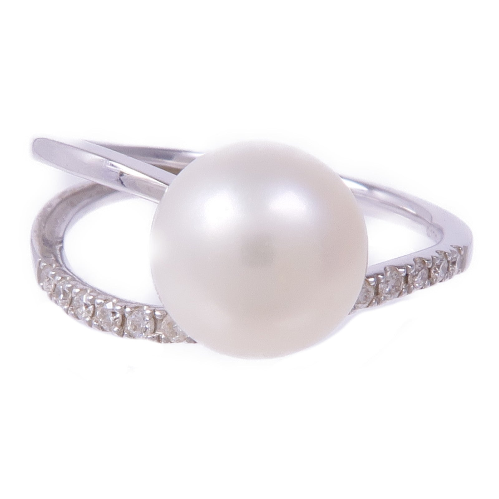 JEWELRY 18K白金Pearl Diamond Ring珍珠/鑽石戒指US#6