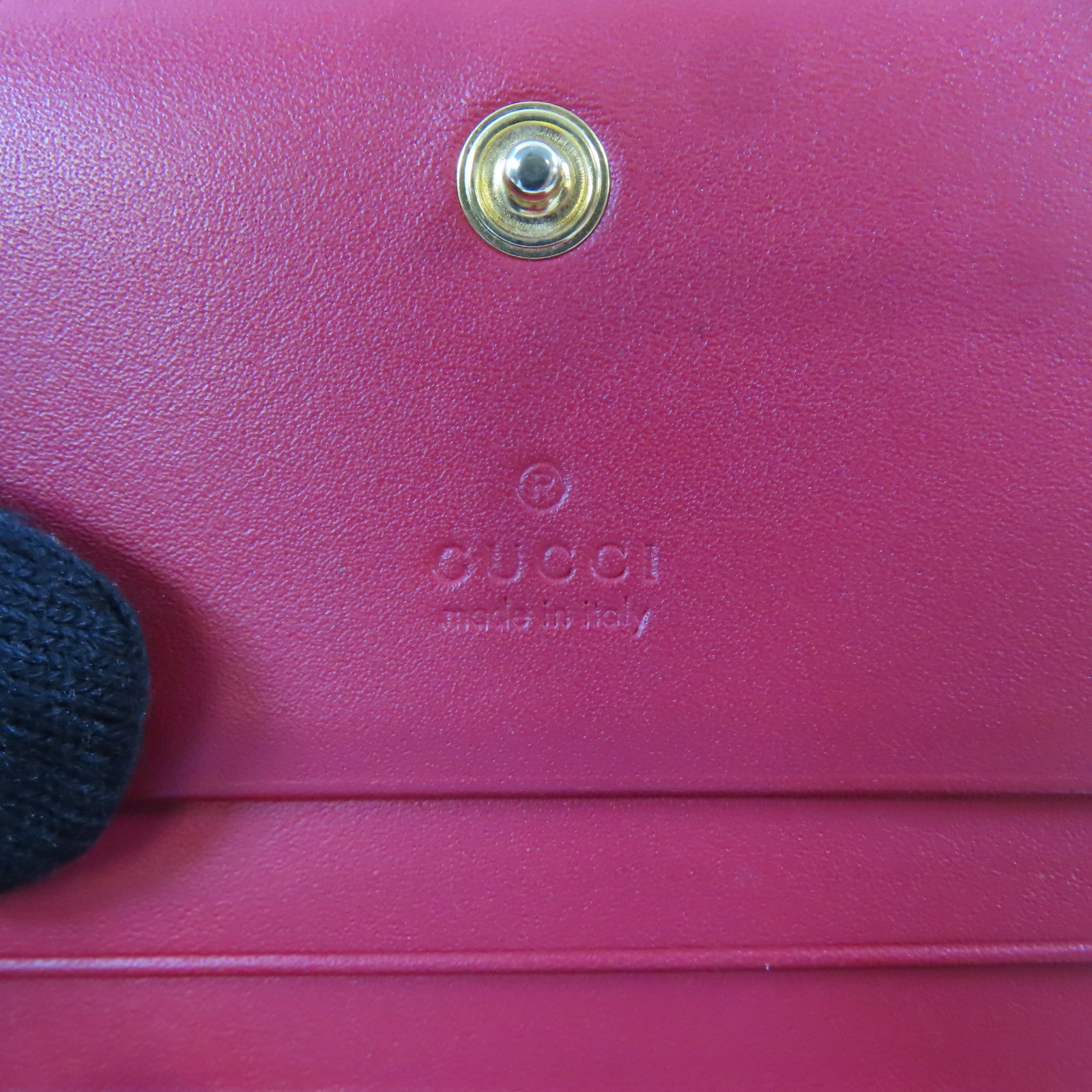 GUCCI 塗層帆布Fold Wallet金扣錢包灰色/藍色