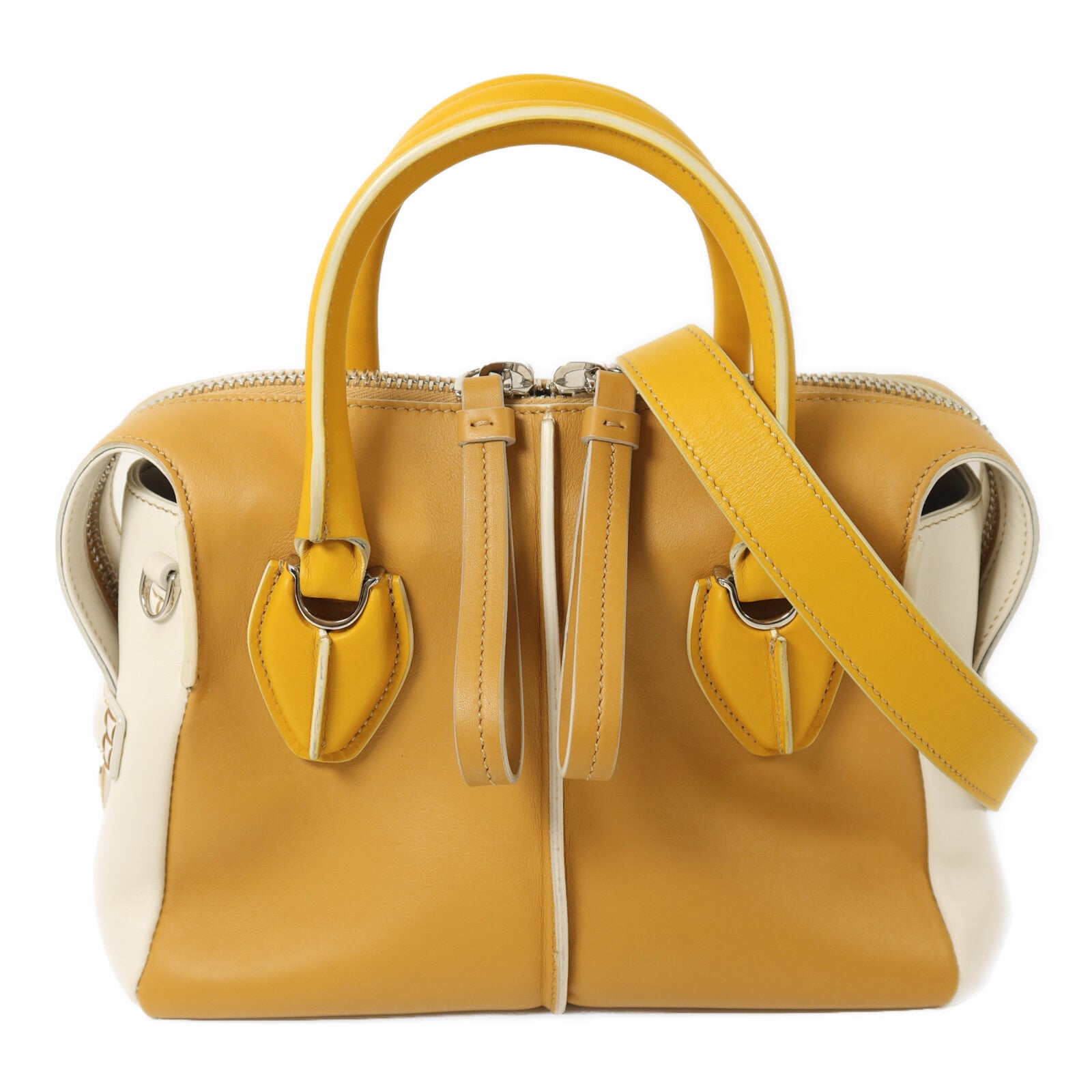 TOD'S 牛皮皮革2 Way Shoulder銀扣手挽肩背兩用袋