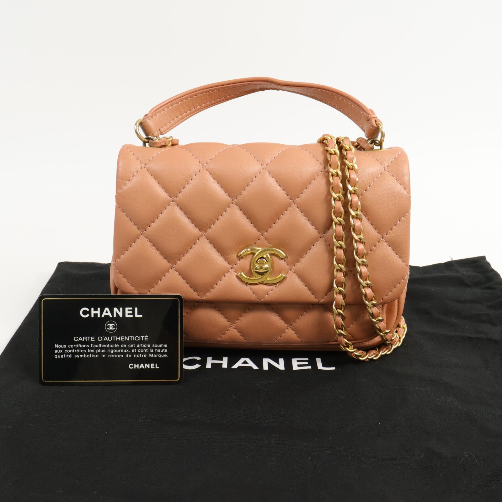 CHANEL 牛皮皮革Chain Shoulder Bag鏈帶手挽肩背兩用袋