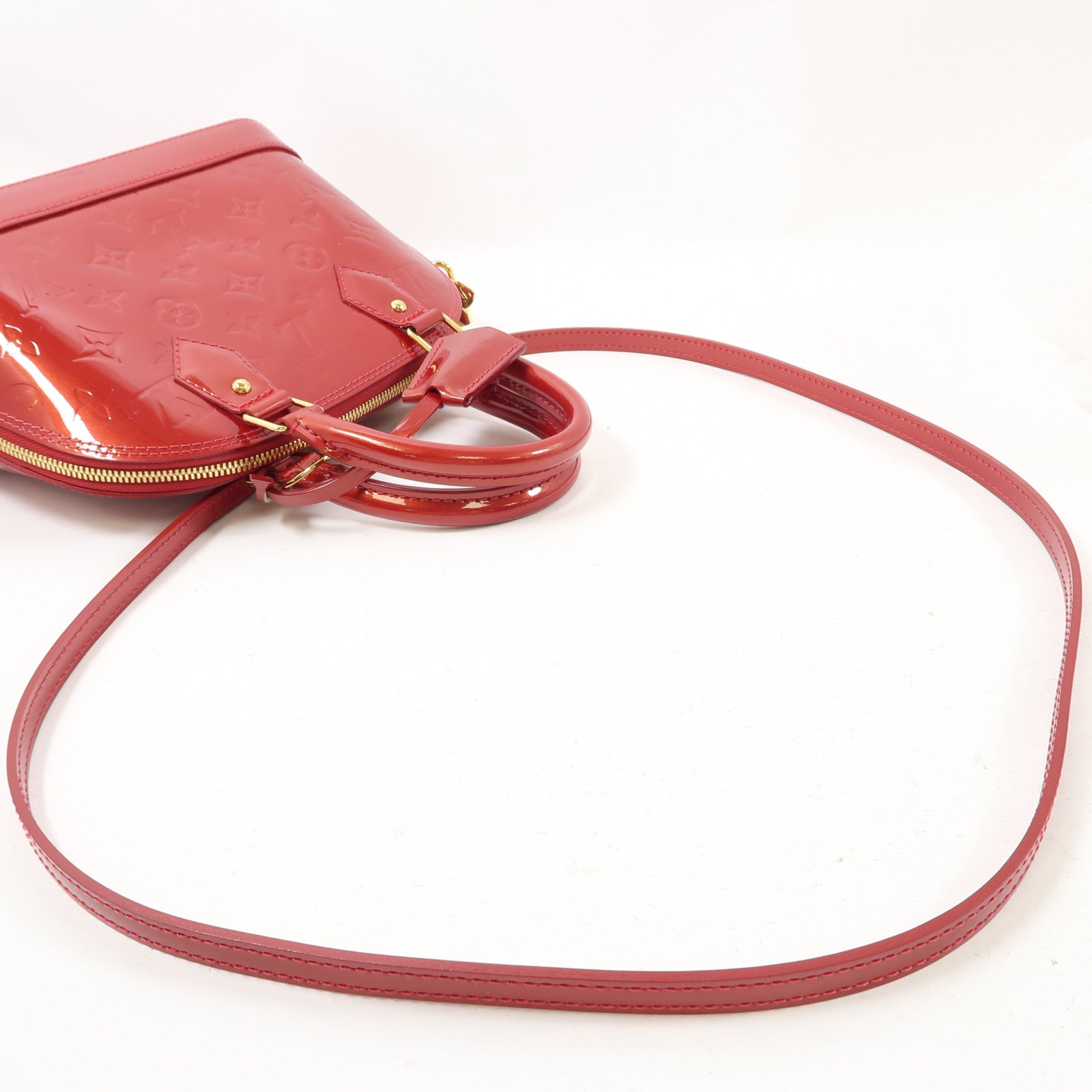 LOUIS VUITTON Vernis Alma BB金扣手挽肩背兩用袋紅色