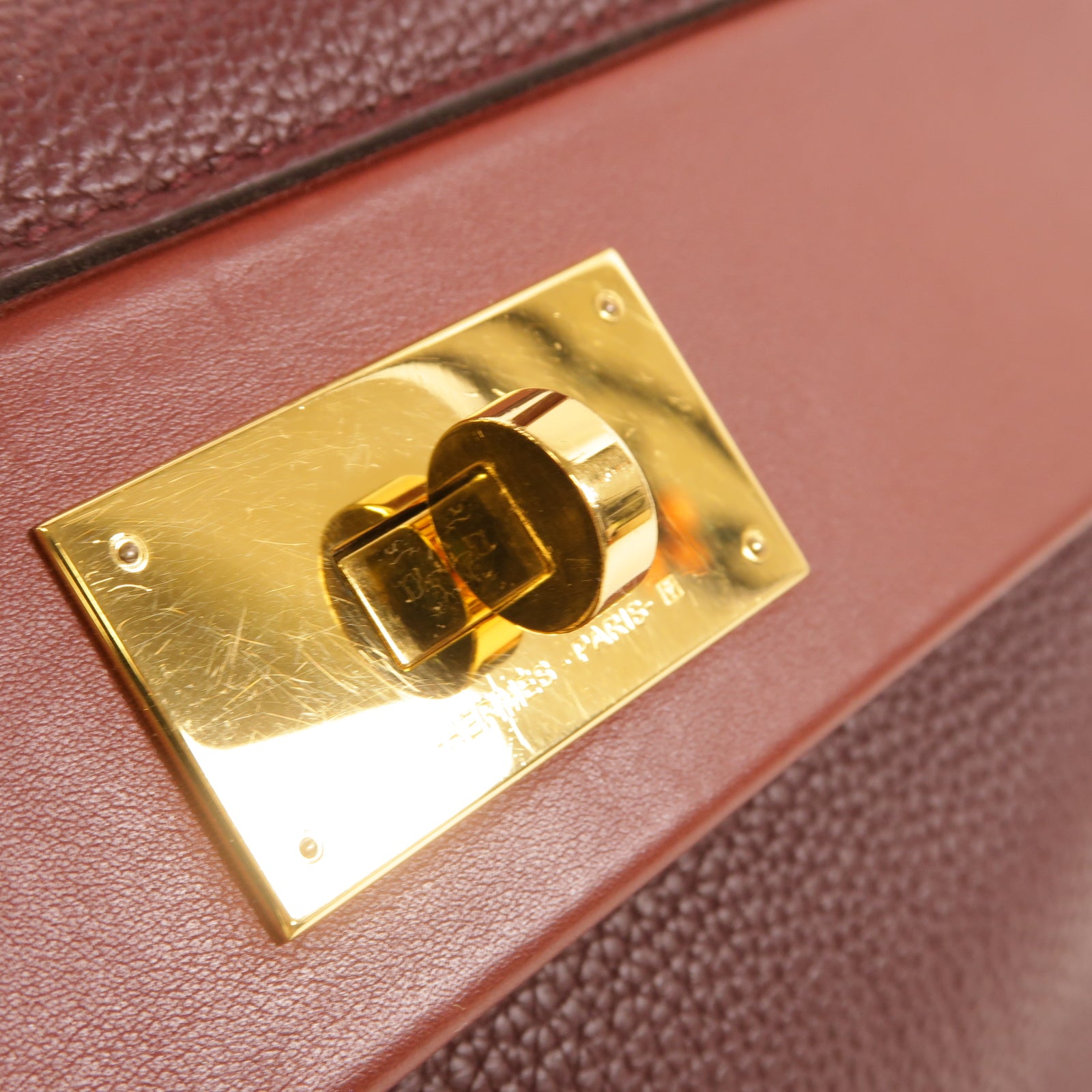 HERMES 【激減優惠】Clemence皮革24/24 29 cm金扣手挽肩背兩用袋紅色