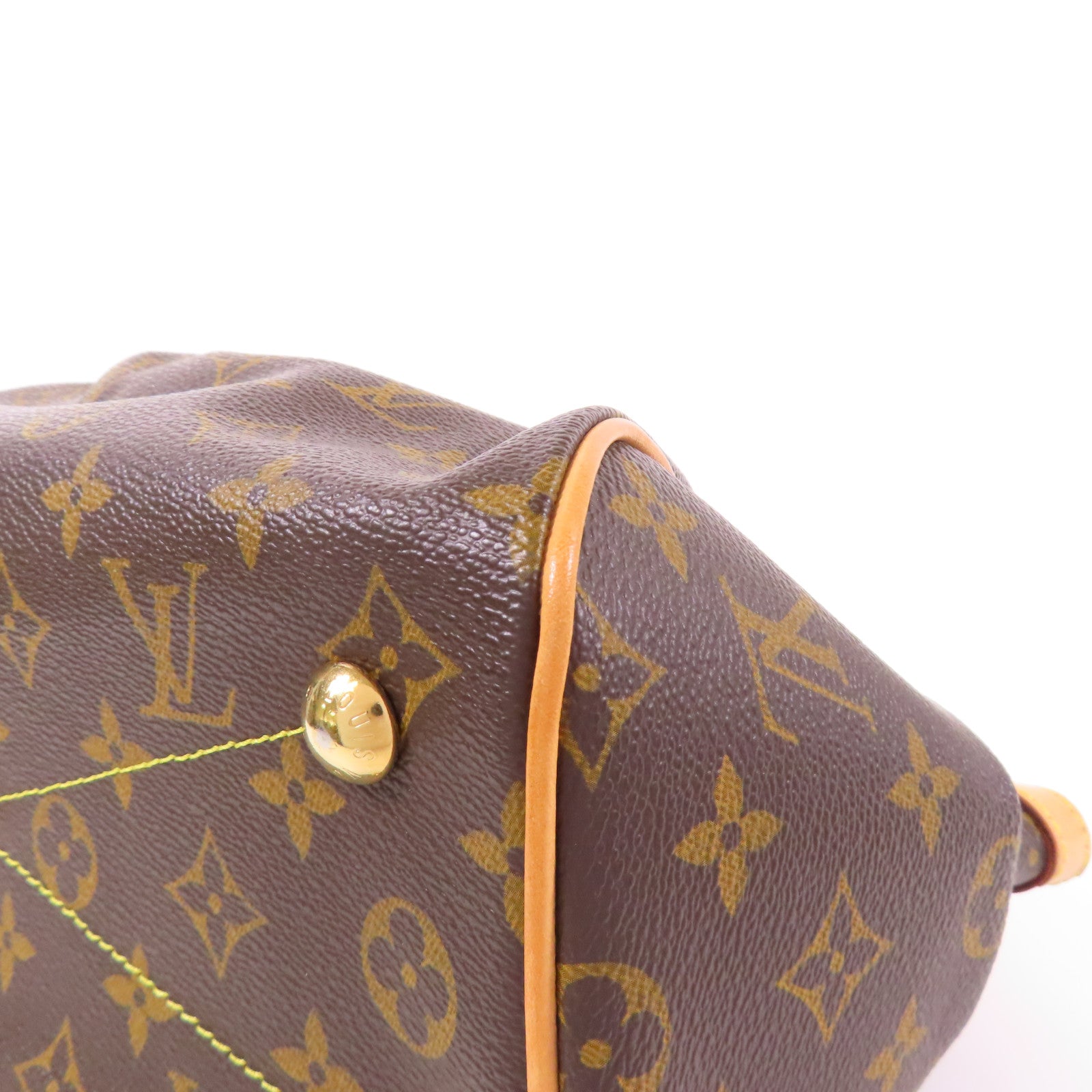 LOUIS VUITTON Monogram Tivoli PM金扣手挽袋棕色