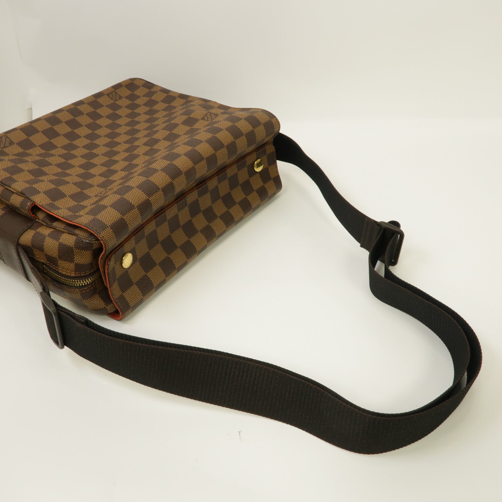 LOUIS VUITTON Damier Naviglio金扣肩背袋啡色