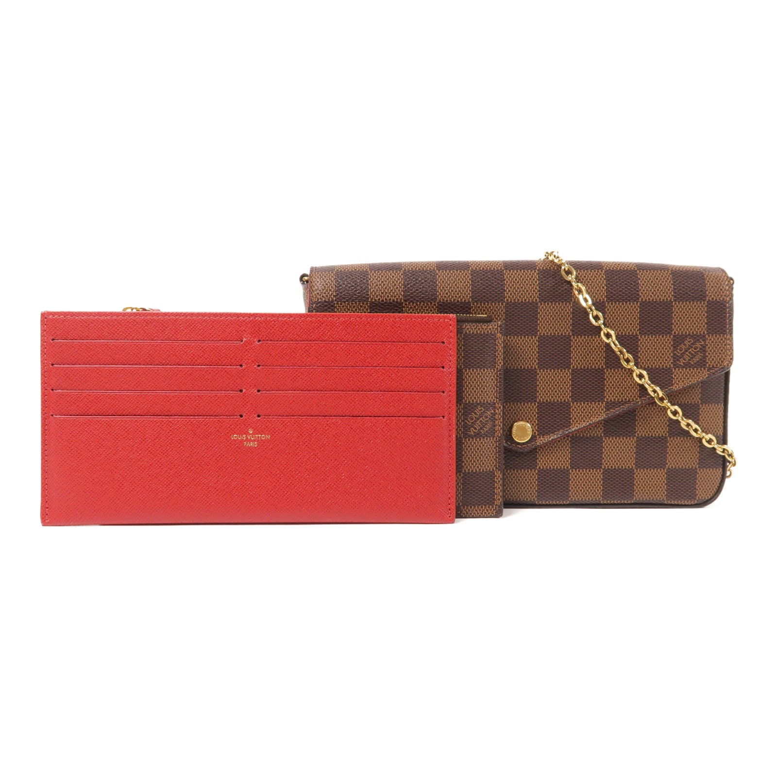 LOUIS VUITTON 【激減優惠】Damier Felicie Pochette金扣鏈帶肩背袋