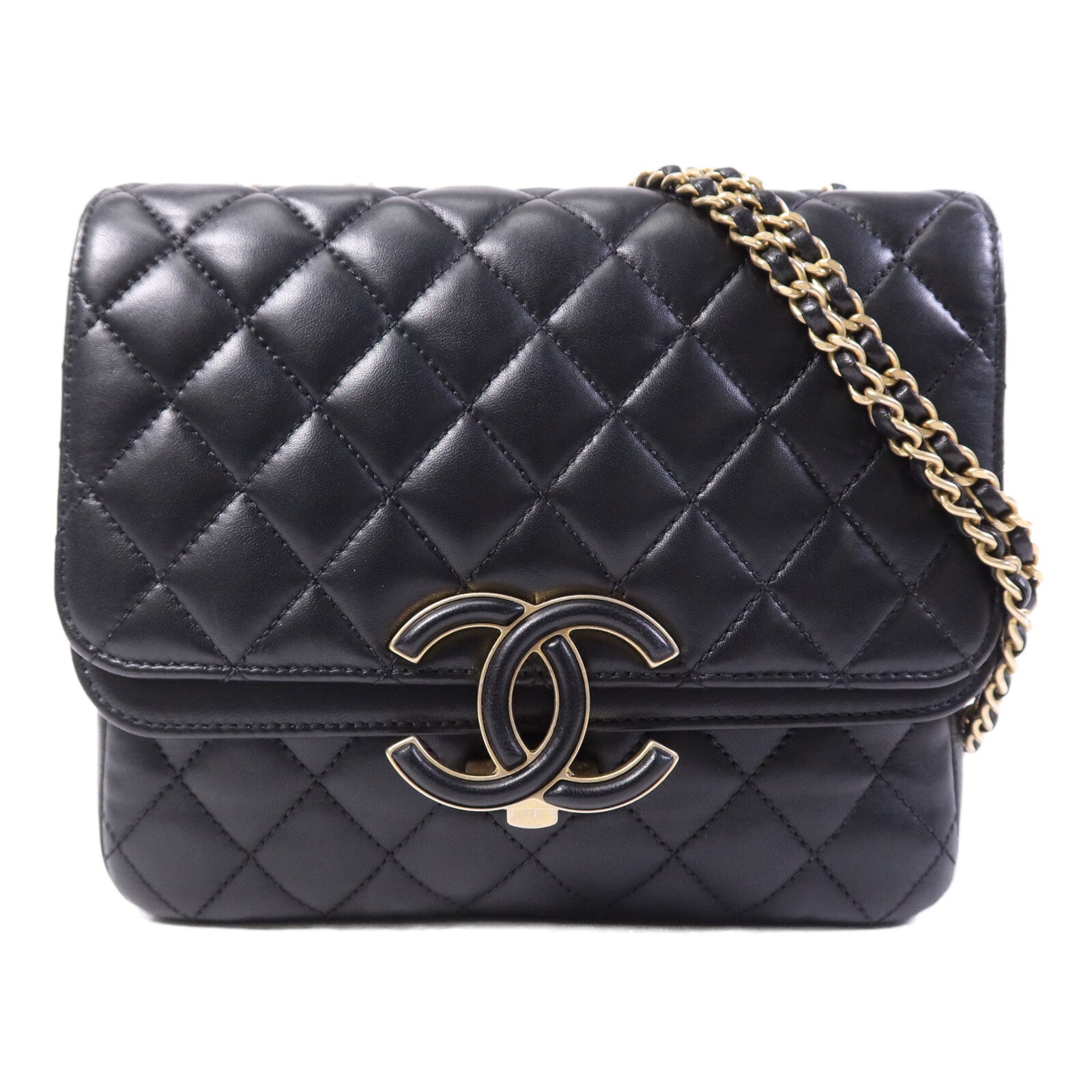 CHANEL 羊皮皮革Chain Shoulder Bag金扣鏈帶肩背袋
