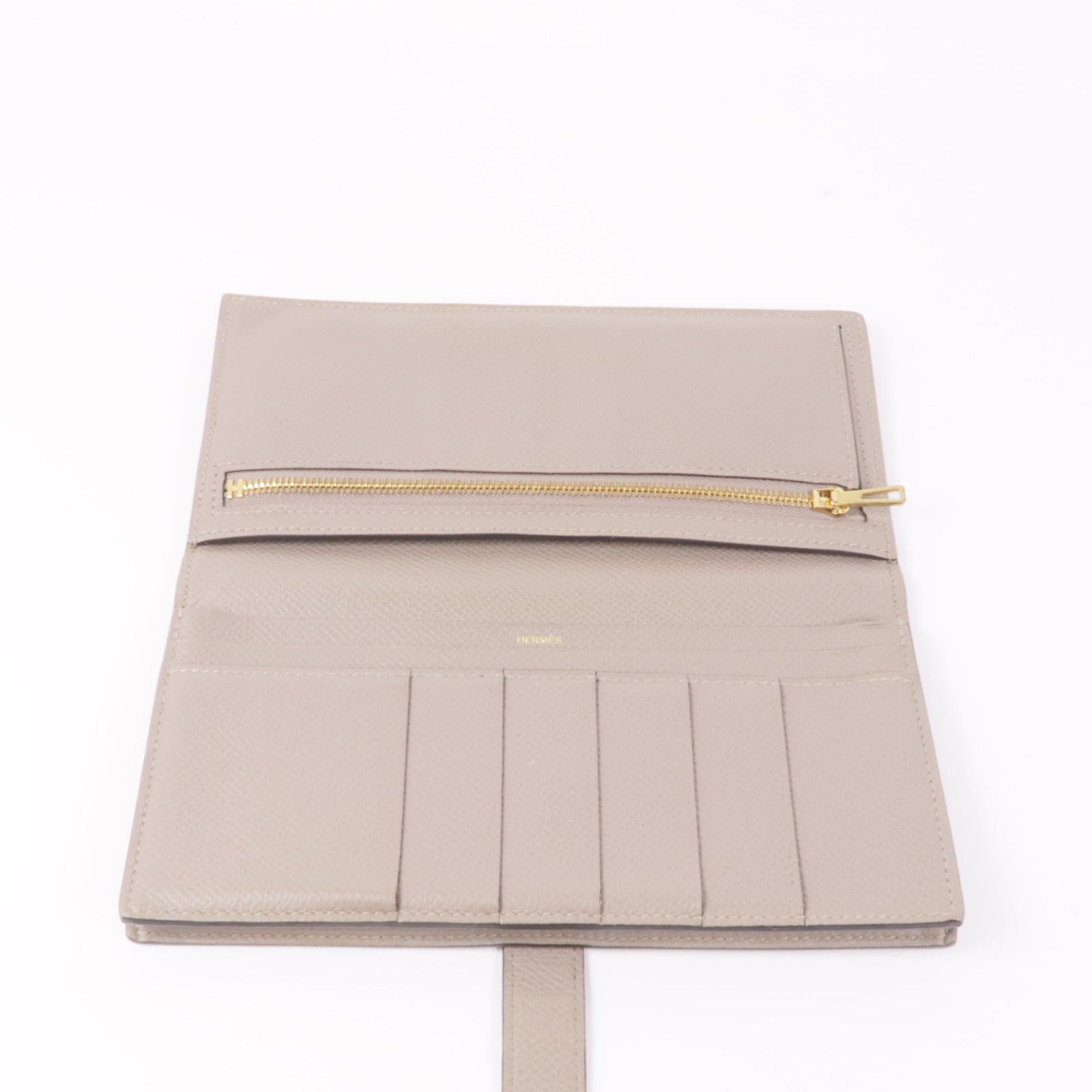 HERMES GHW Bearn Wallet Veau Epsom Leather Trench Beige