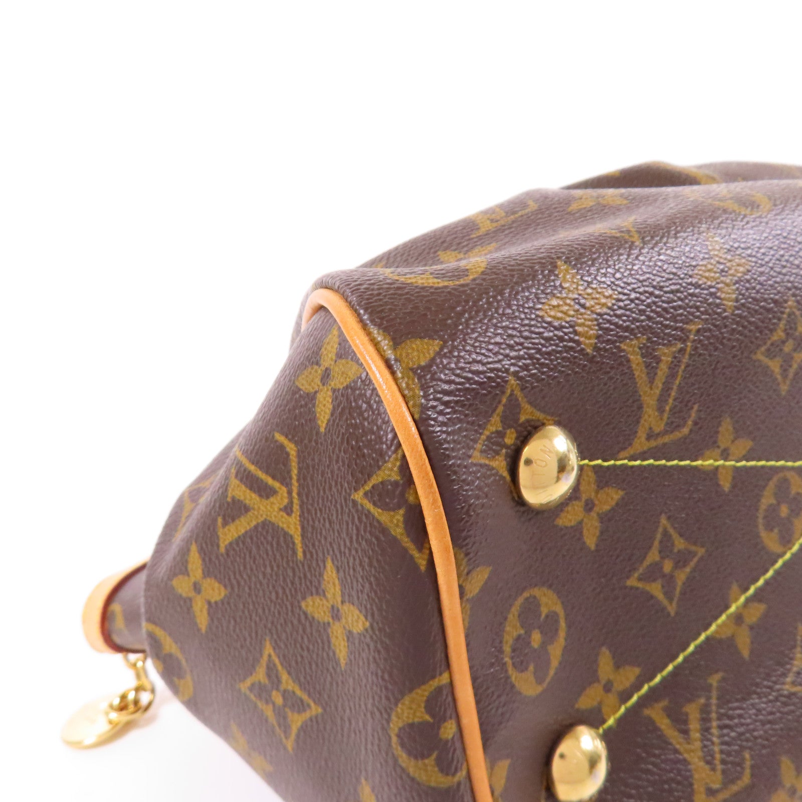 LOUIS VUITTON Monogram Tivoli PM金扣手挽袋棕色