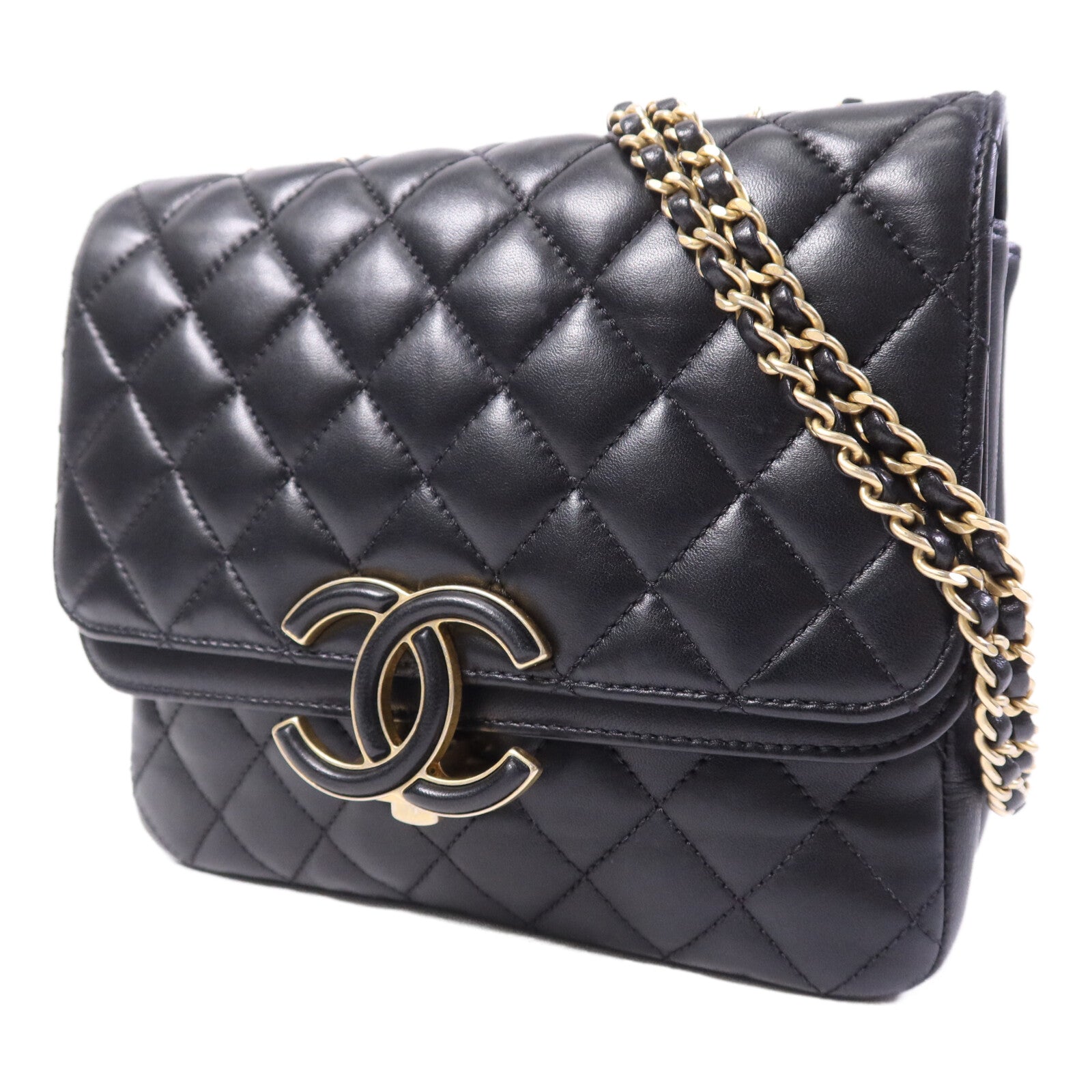 CHANEL 羊皮皮革Chain Shoulder Bag金扣鏈帶肩背袋