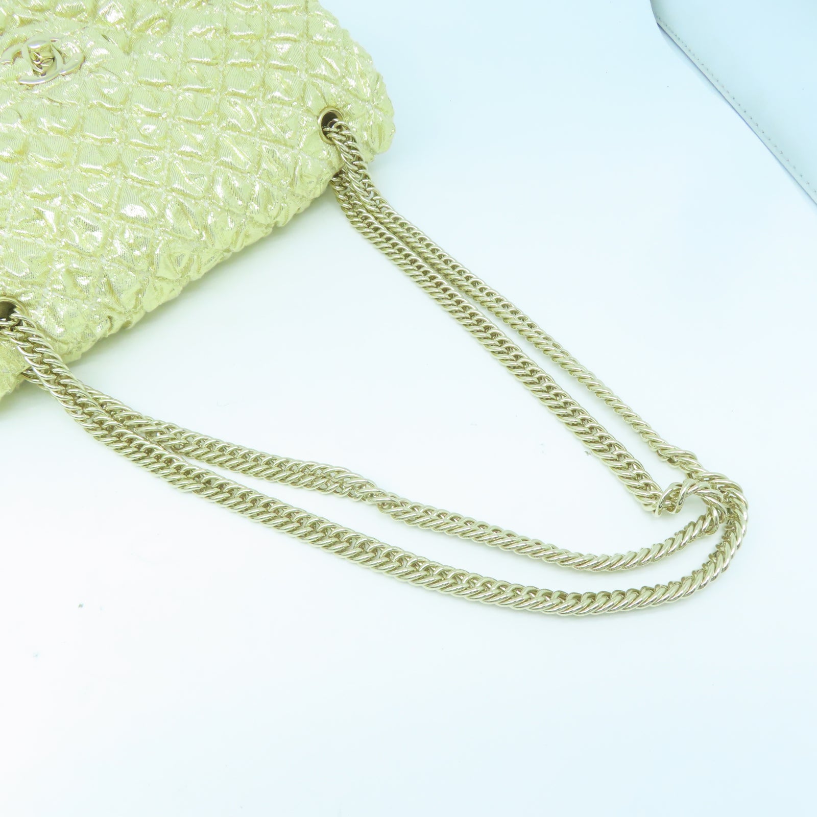CHANEL **【清倉大減價】菱格帆布Chain Shoulder金扣鏈帶肩背袋金色