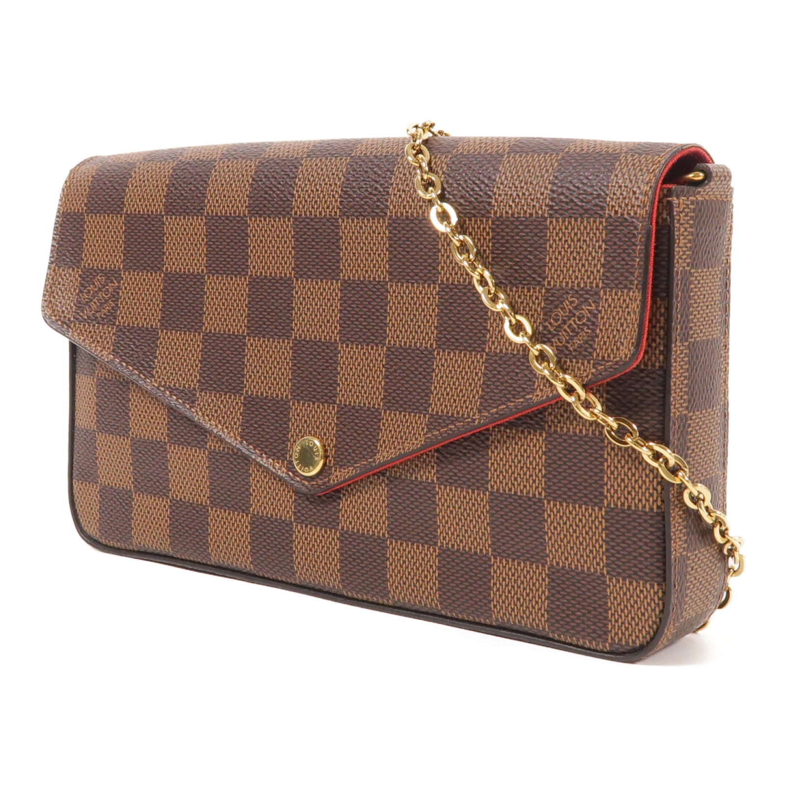 LOUIS VUITTON 【激減優惠】Damier Felicie Pochette金扣鏈帶肩背袋