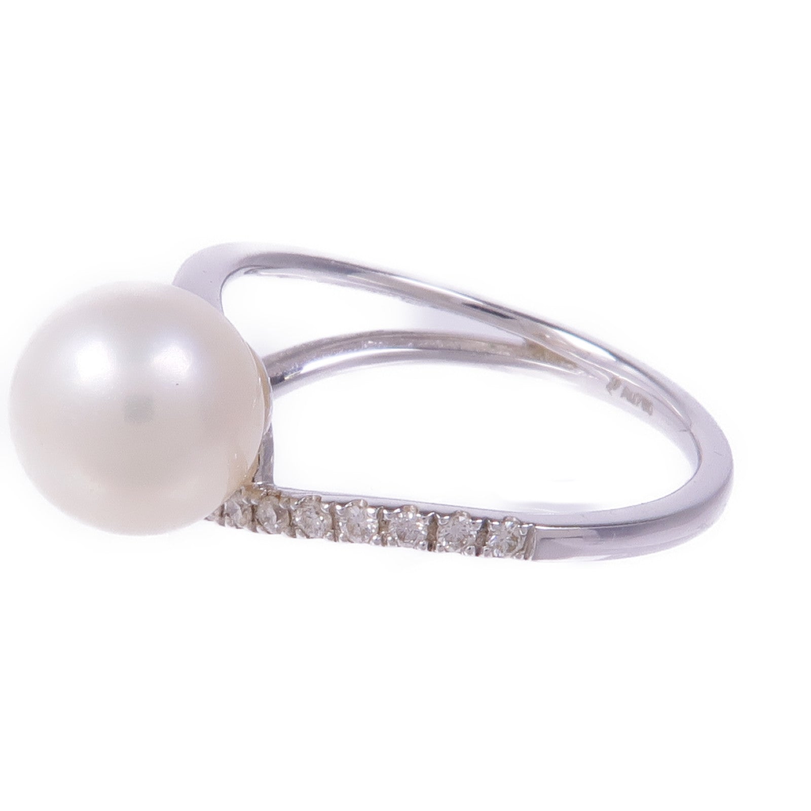 JEWELRY 18K白金Pearl Diamond Ring珍珠/鑽石戒指US#6