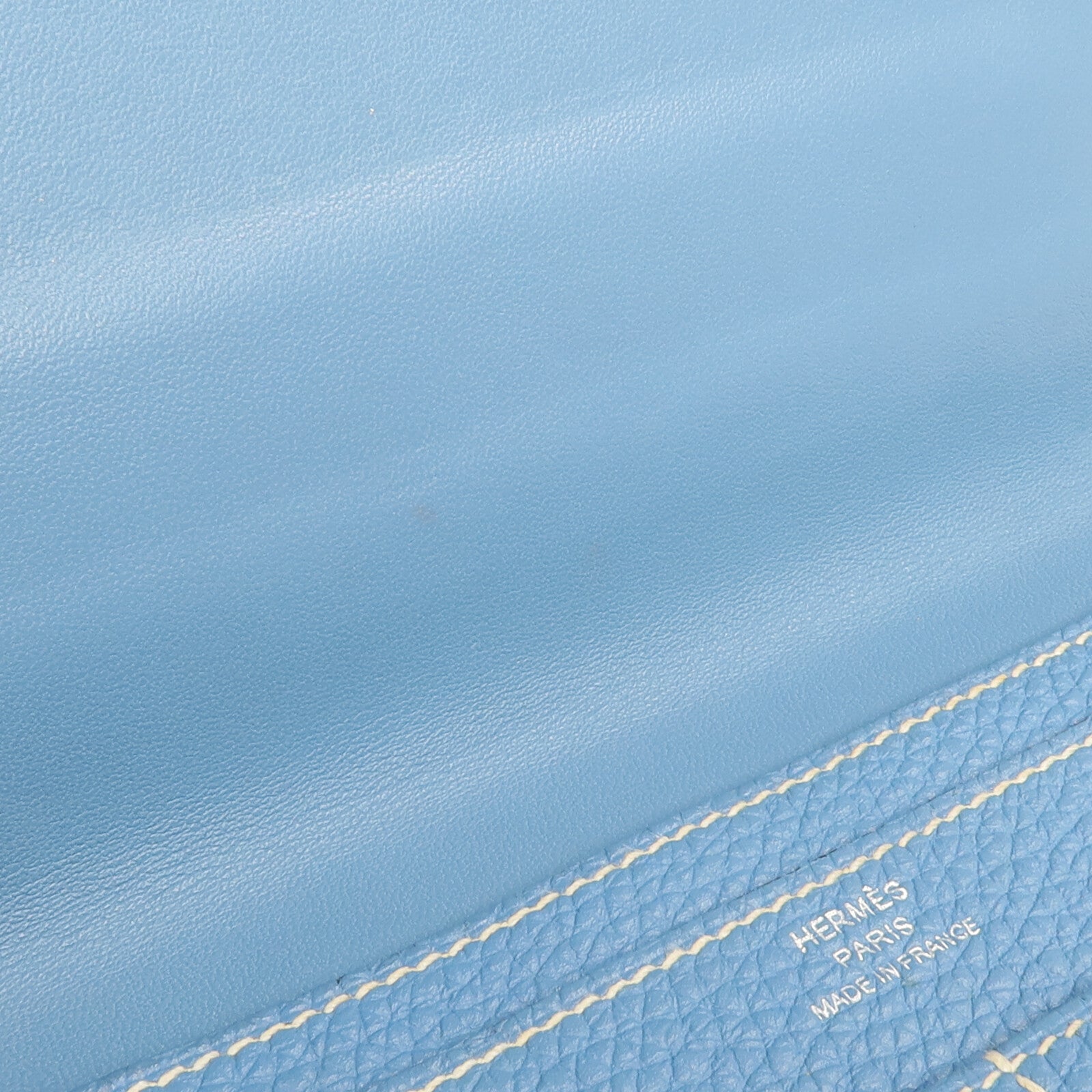 HERMES Togo皮革Dogon GM長錢包Bleu Jean