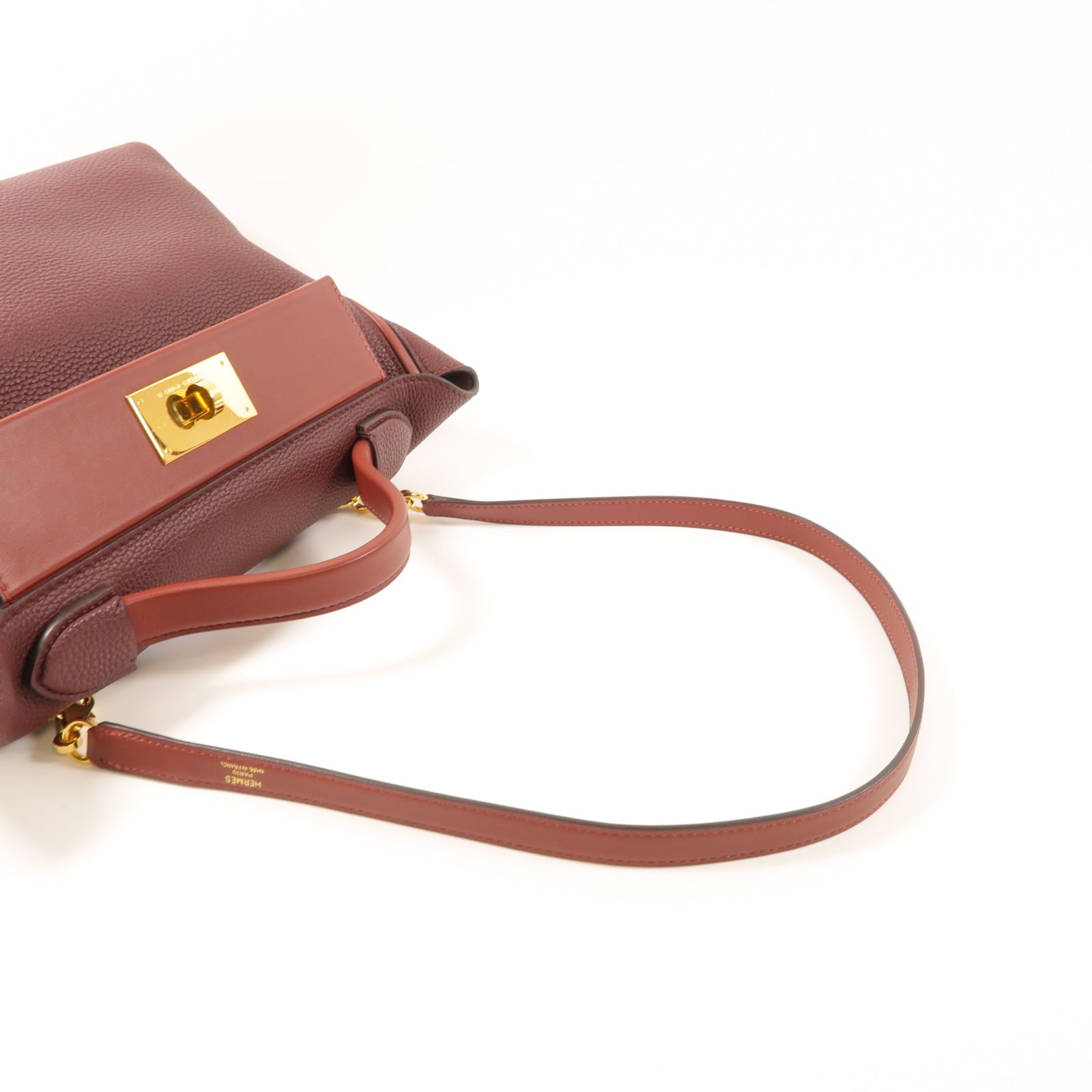 HERMES 【激減優惠】Clemence皮革24/24 29 cm金扣手挽肩背兩用袋紅色