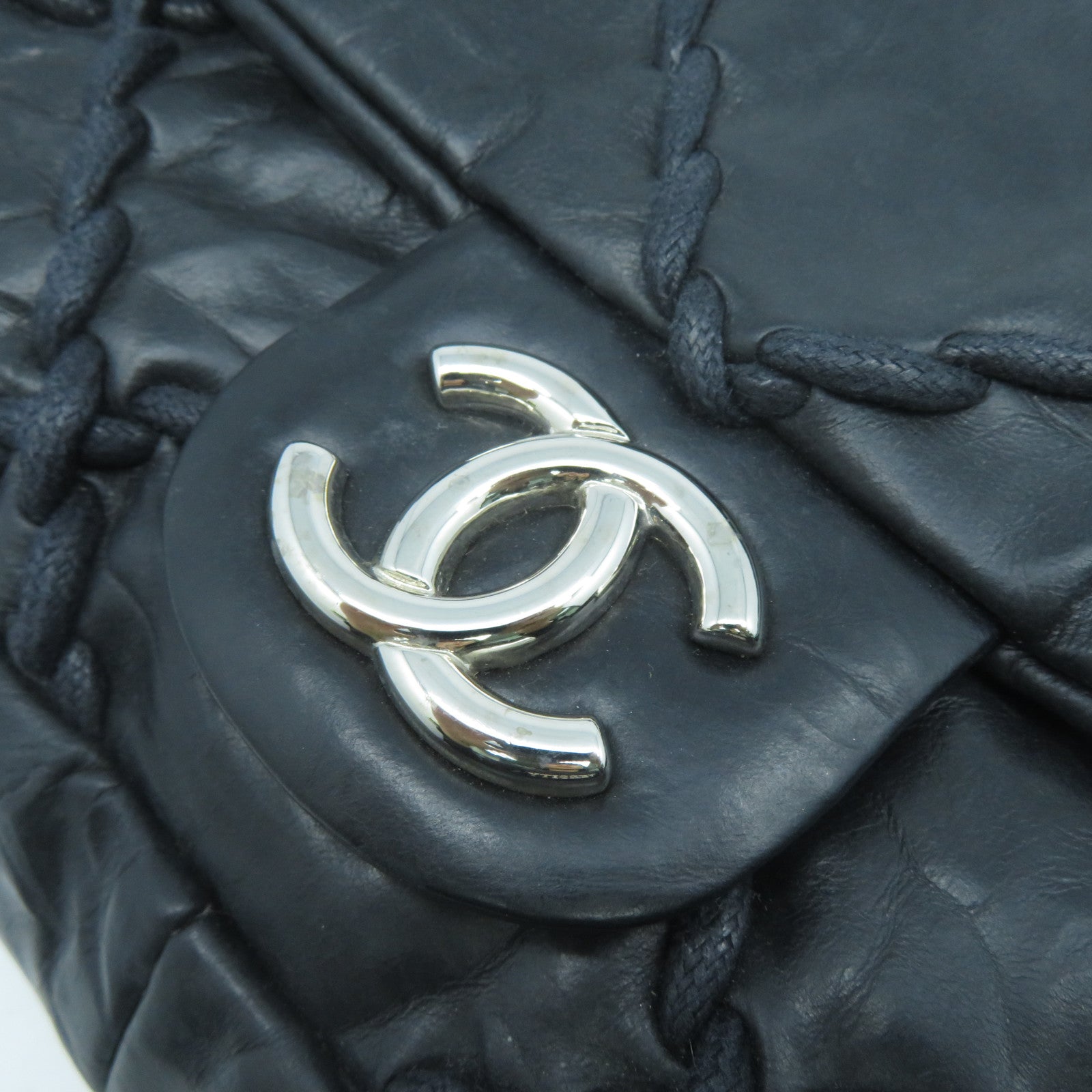 CHANEL 【激減優惠】菱格牛皮皮革Chain Shoulder Bag銀扣鏈帶肩背袋黑色