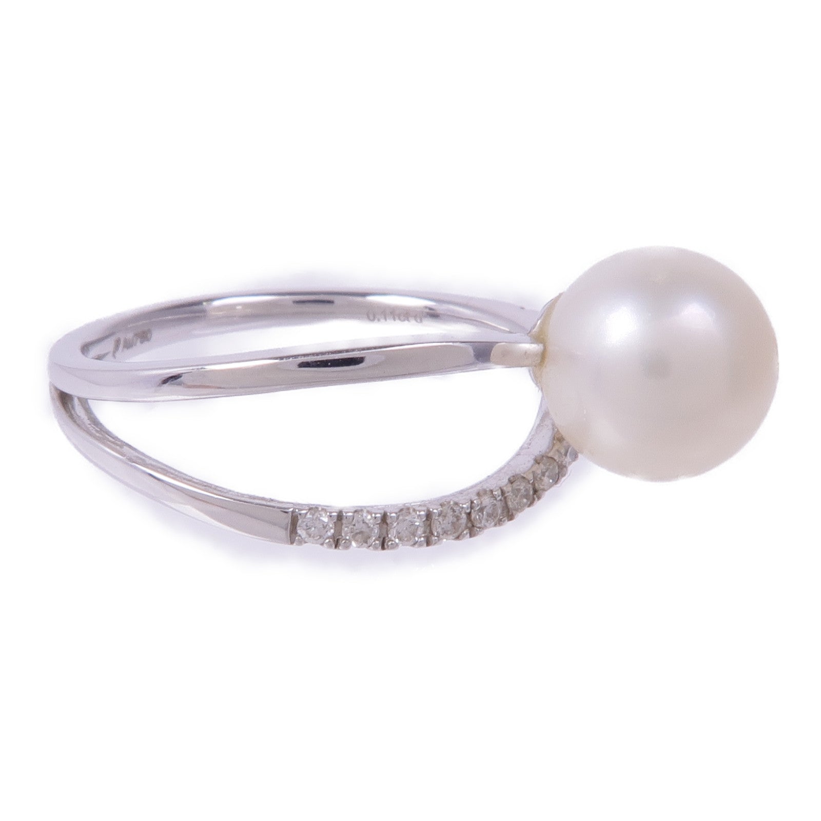 JEWELRY 18K白金Pearl Diamond Ring珍珠/鑽石戒指US#6