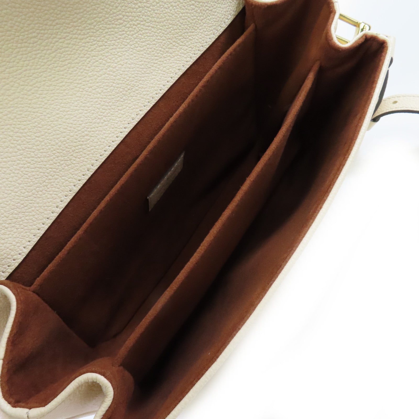 LOUIS VUITTON Monogram Empreinte Pochette Metis金扣手挽肩背兩用袋米色