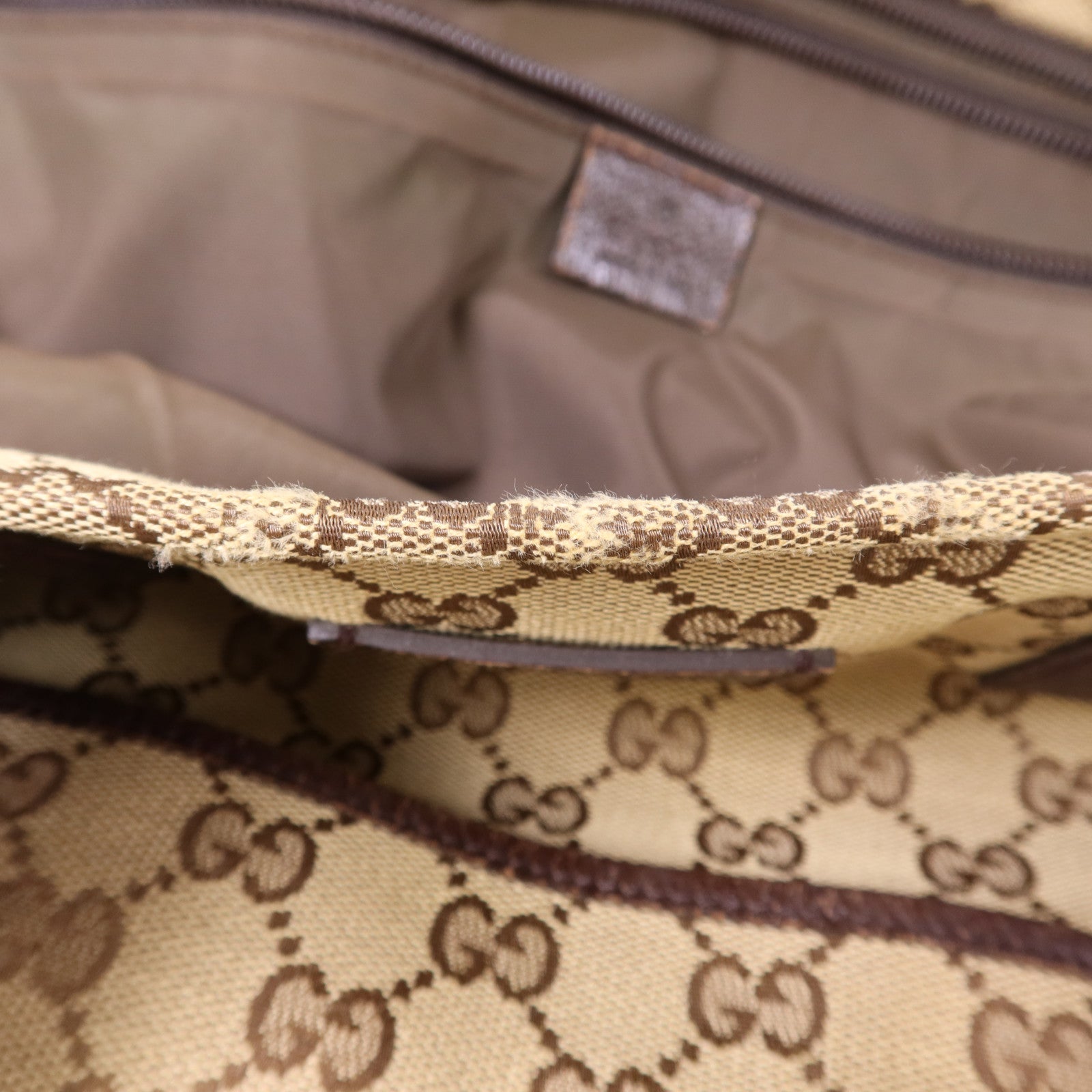 GUCCI 帆布Tote Bag銀扣肩背袋