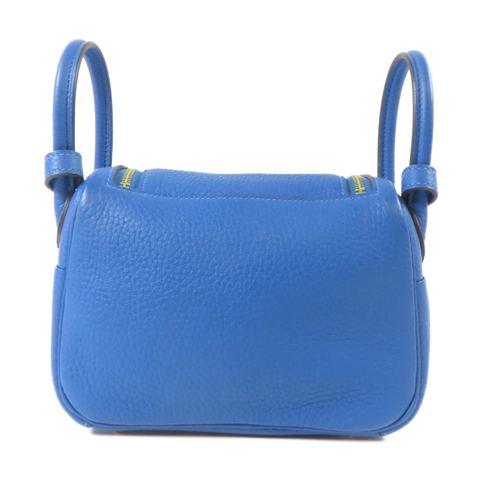 HERMES Clemence皮革Mini Lindy金扣手挽肩背兩用袋Mykonos/藍色