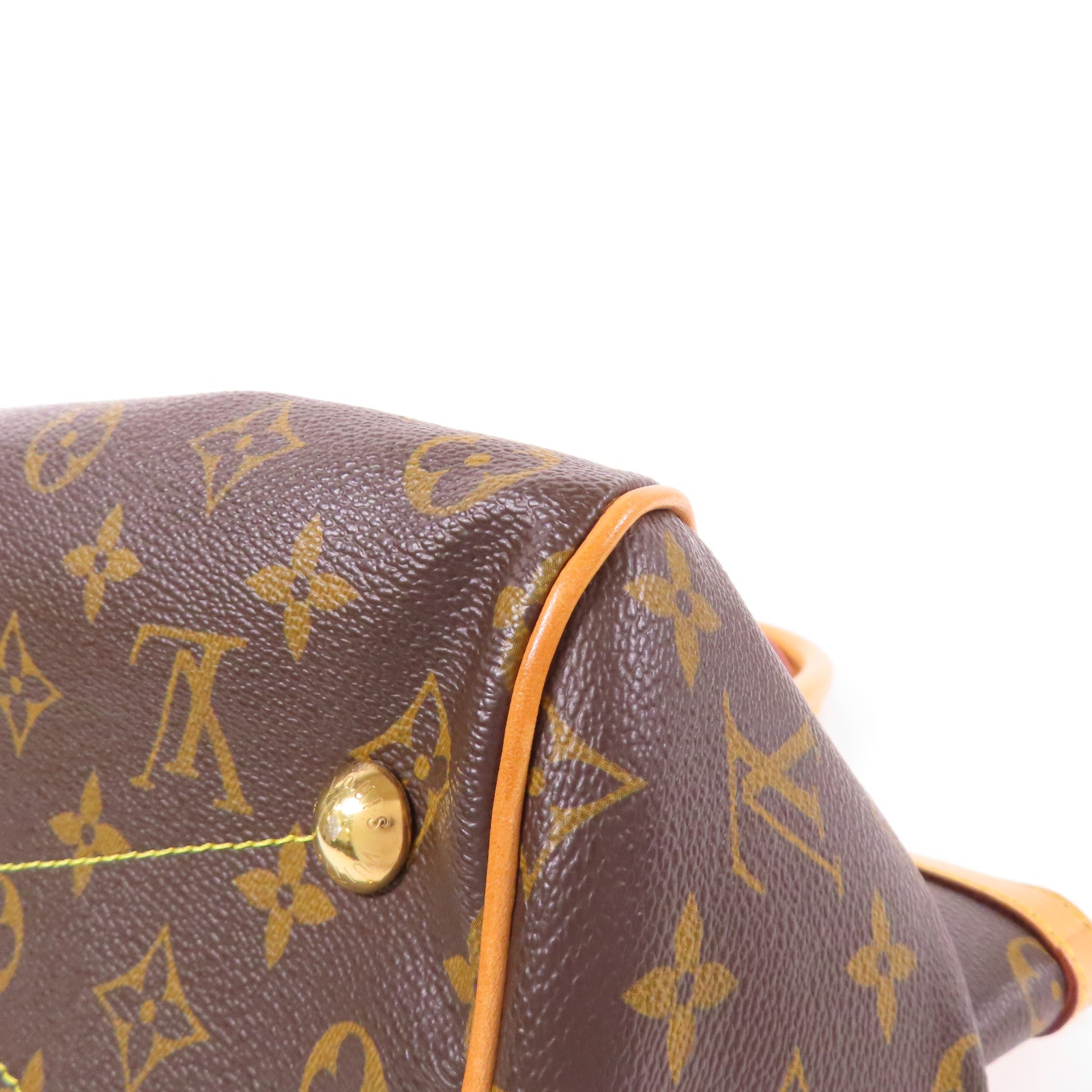 LOUIS VUITTON Monogram Tivoli PM金扣手挽袋棕色