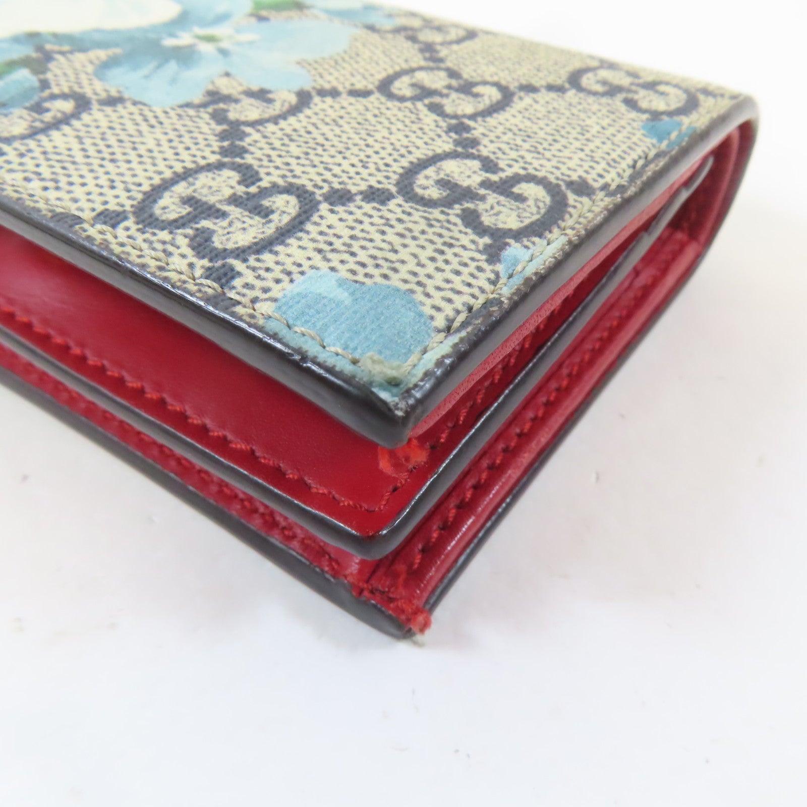 GUCCI 塗層帆布Fold Wallet金扣錢包灰色/藍色
