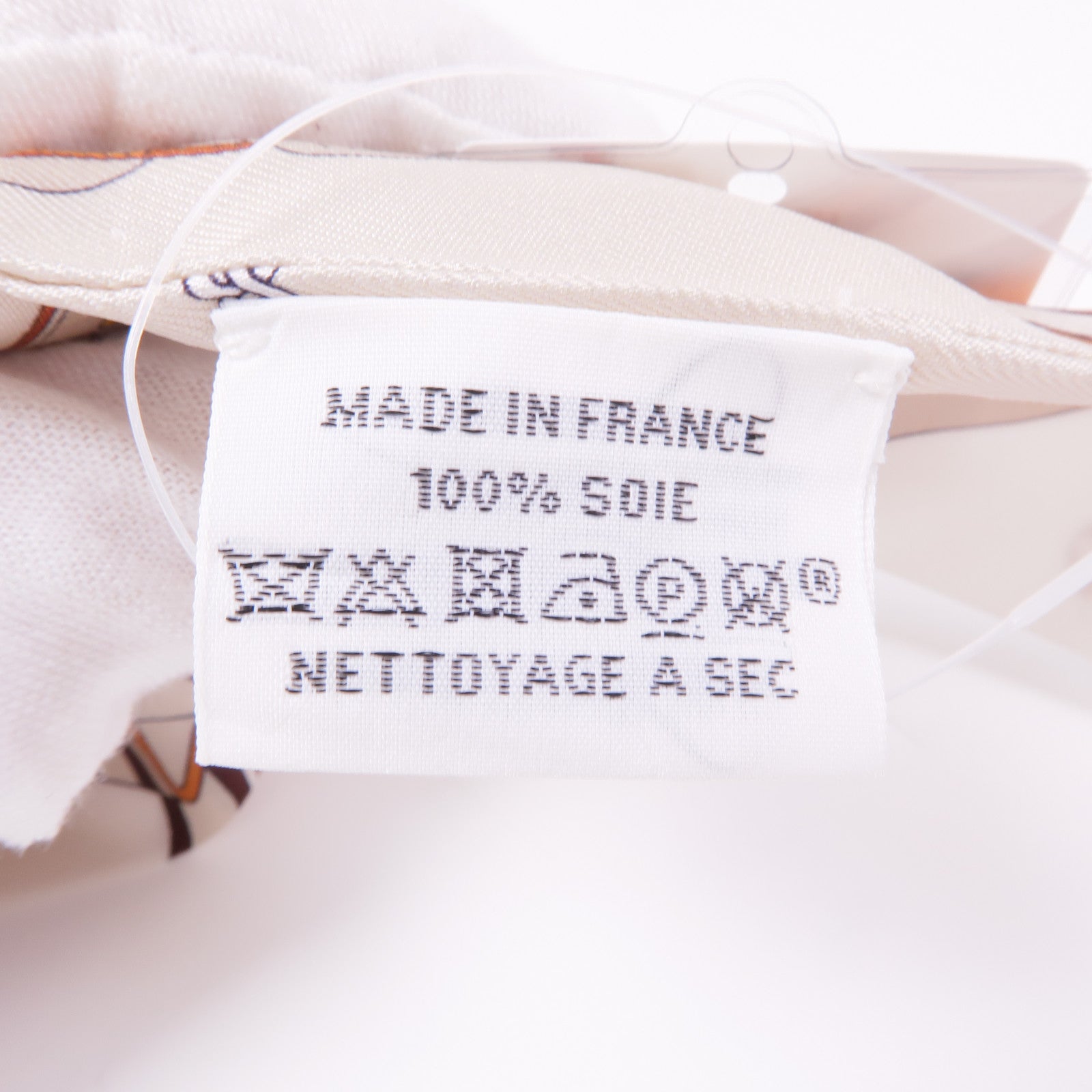 HERMES 絲質Twilly絲巾Blanc/Alezan/Etoupe