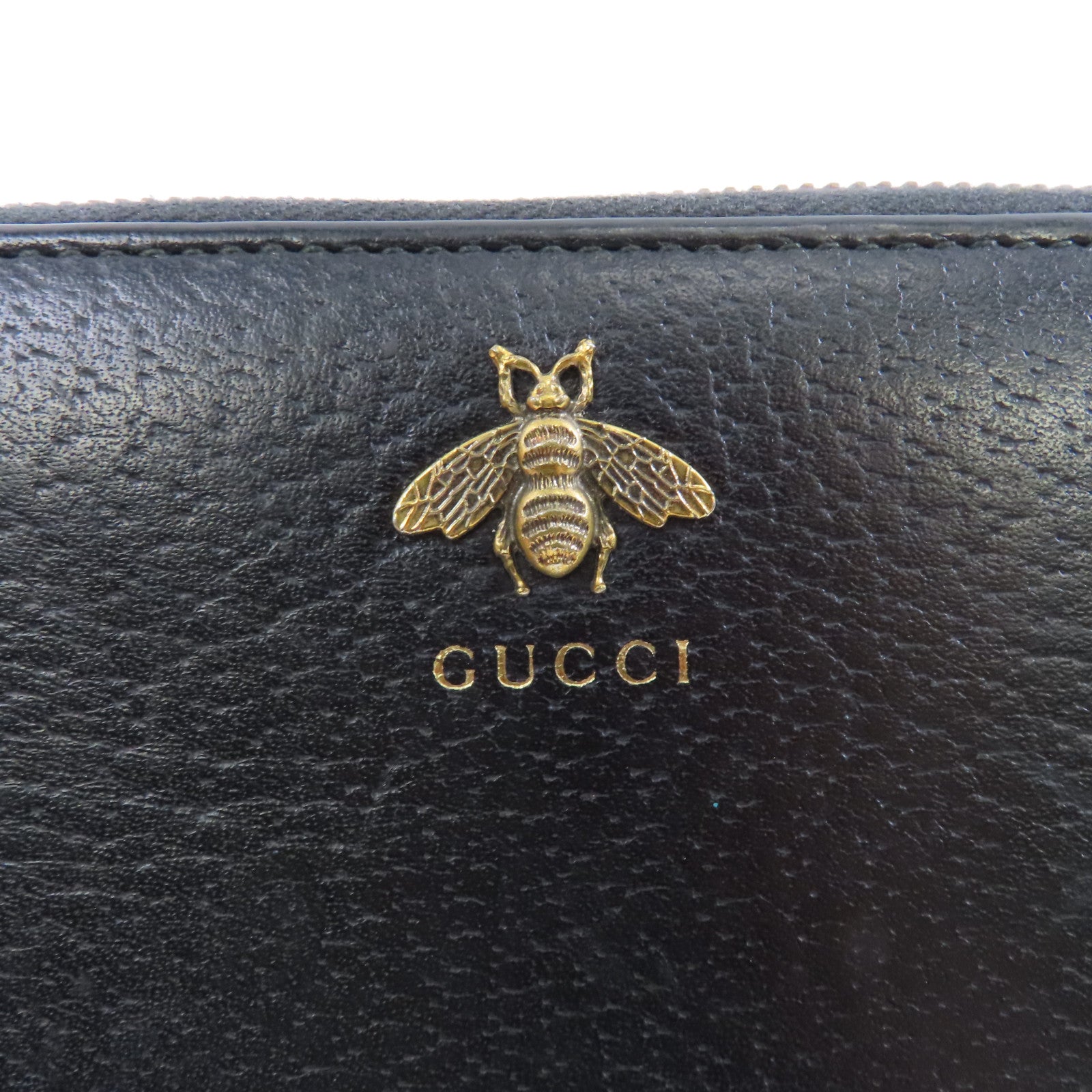GUCCI 牛皮皮革Zipped Long Wallet金扣長錢包黑色