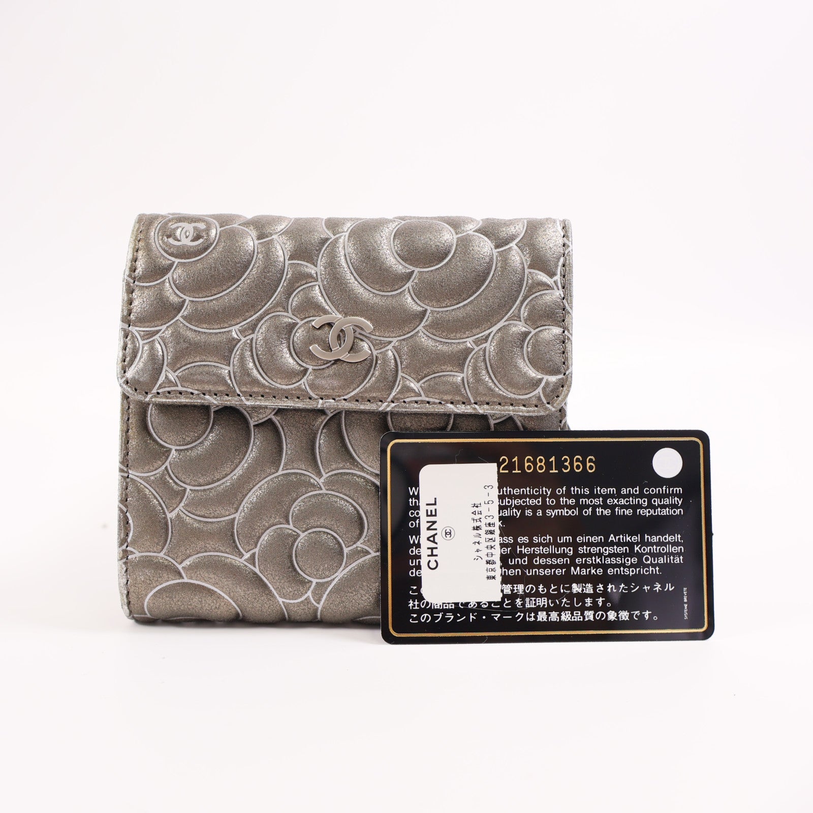 CHANEL CC SHW Wallet Calfskin Leather Silver