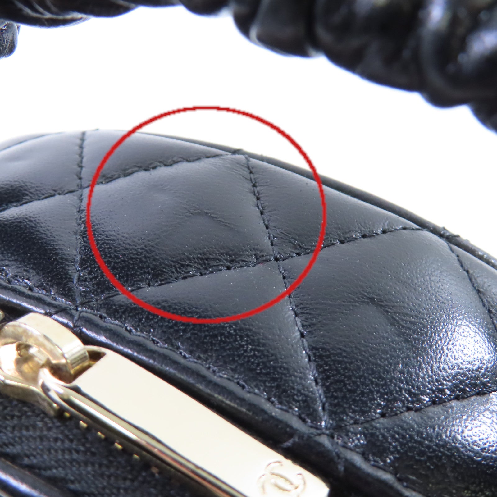 CHANEL 菱格牛皮皮革Hand Bag金扣手挽袋黑色