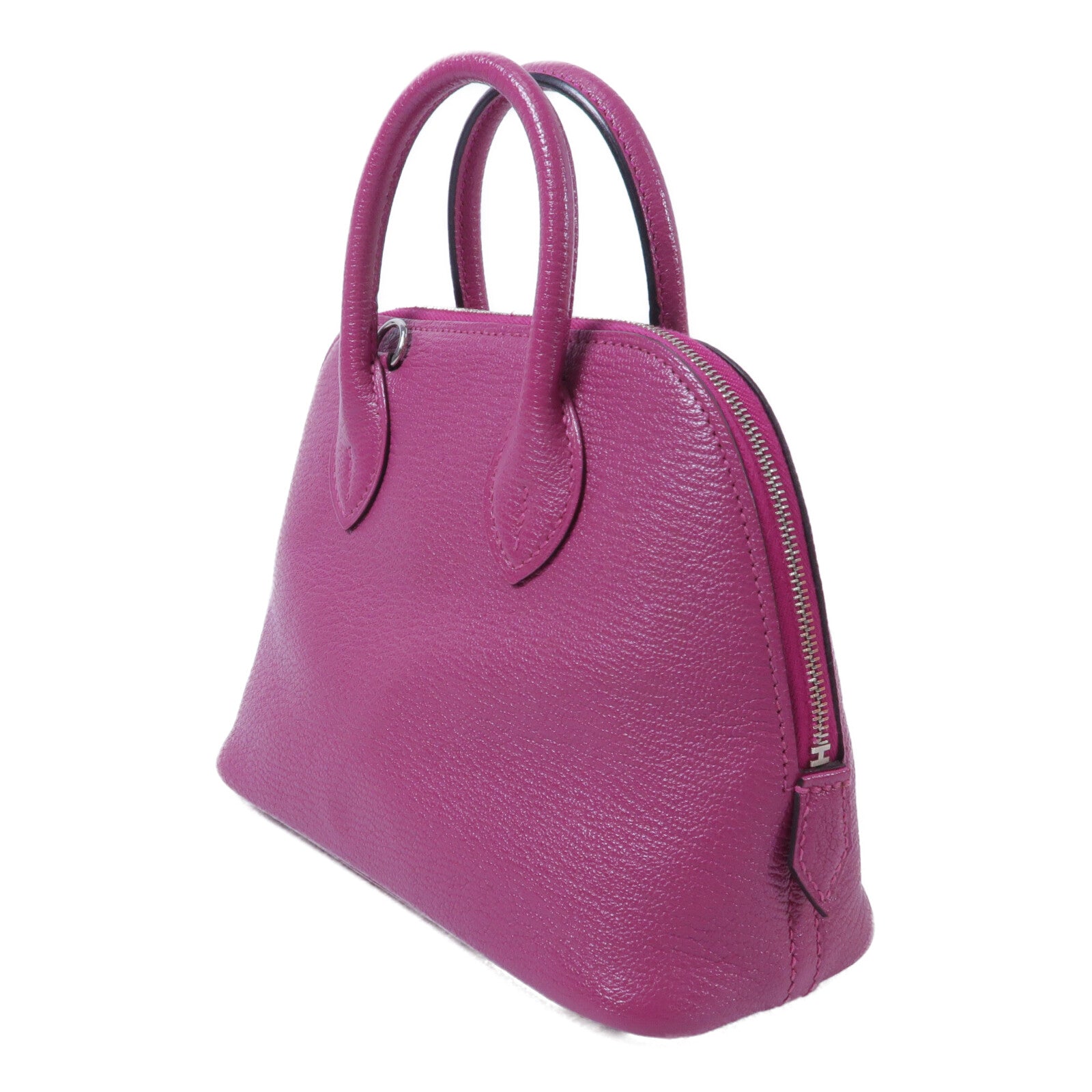 HERMES Chevre皮革Mini Bolide手挽肩背兩用袋Rose Purple