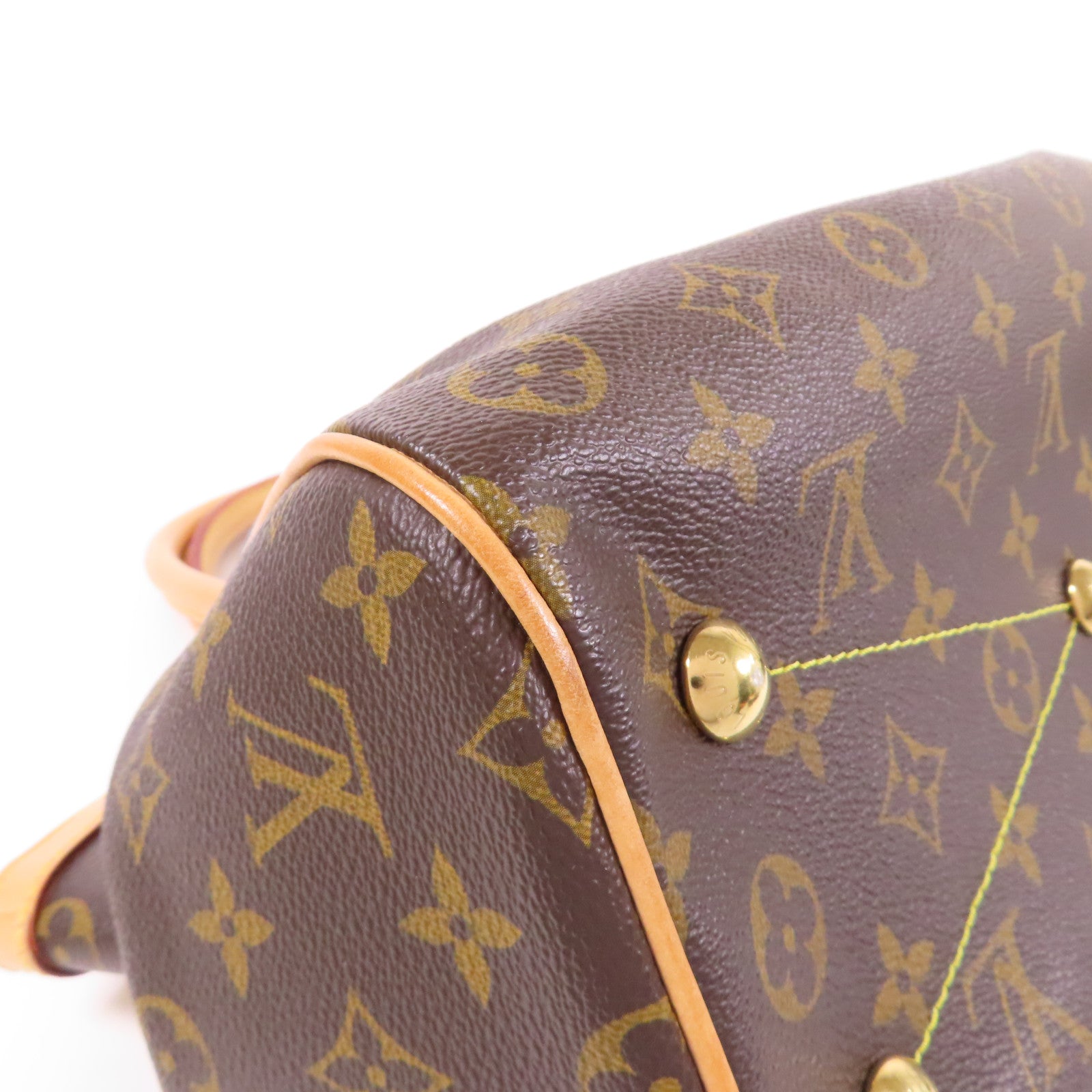 LOUIS VUITTON Monogram Tivoli PM金扣手挽袋棕色