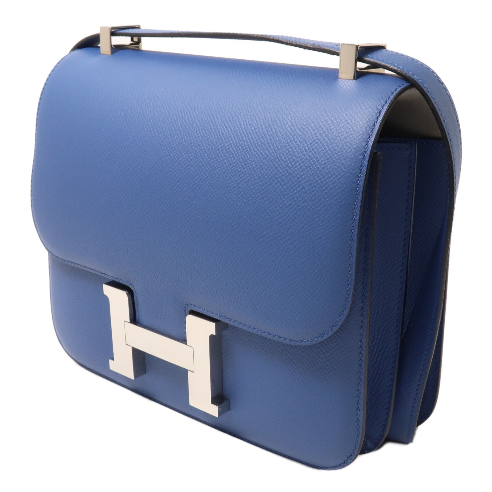HERMES Epsom皮革Constance 24肩背袋Blue Agate/Gris Mouette