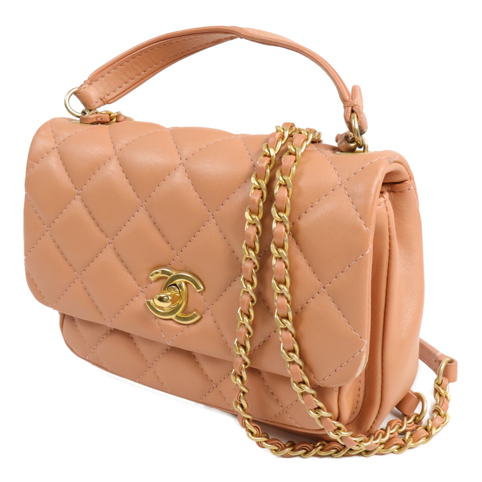 CHANEL 牛皮皮革Chain Shoulder Bag鏈帶手挽肩背兩用袋