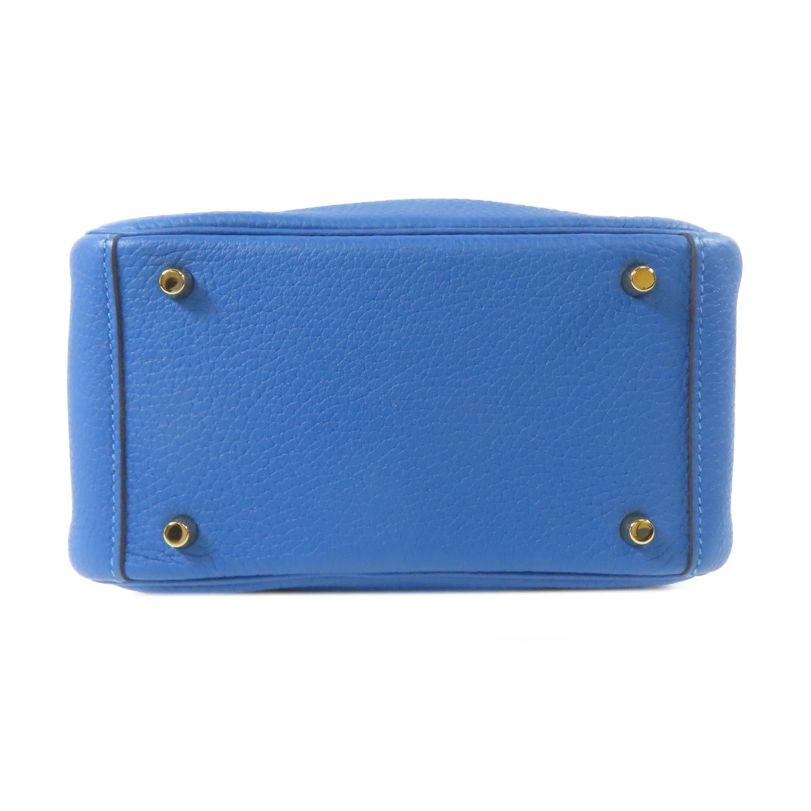 HERMES Clemence皮革Mini Lindy金扣手挽肩背兩用袋Mykonos/藍色