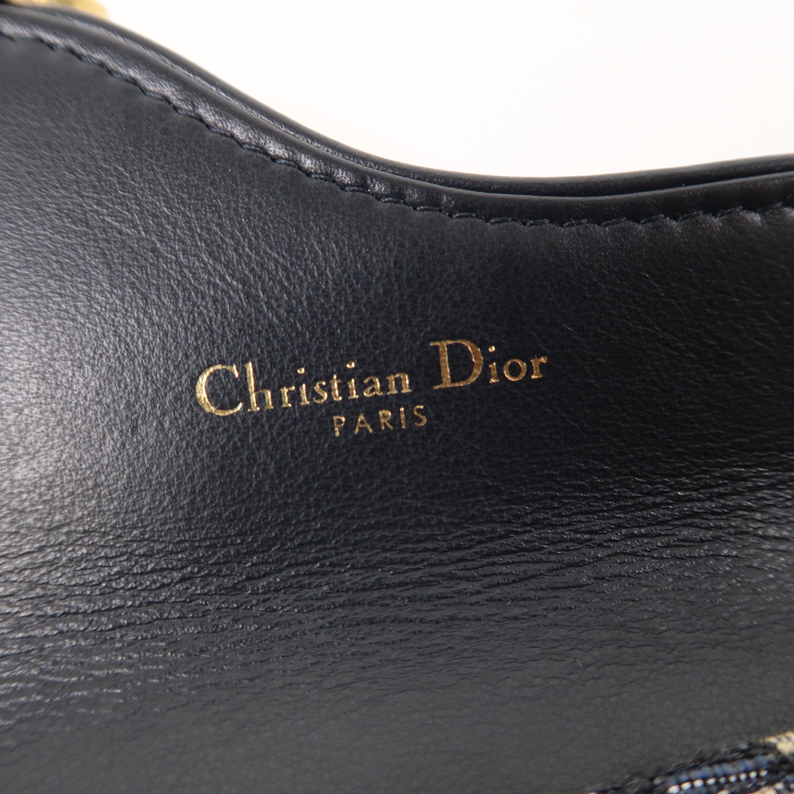 Dior 帆布Saddle Flap Compact Zipped Card Holder金扣卡片套米色/藍色