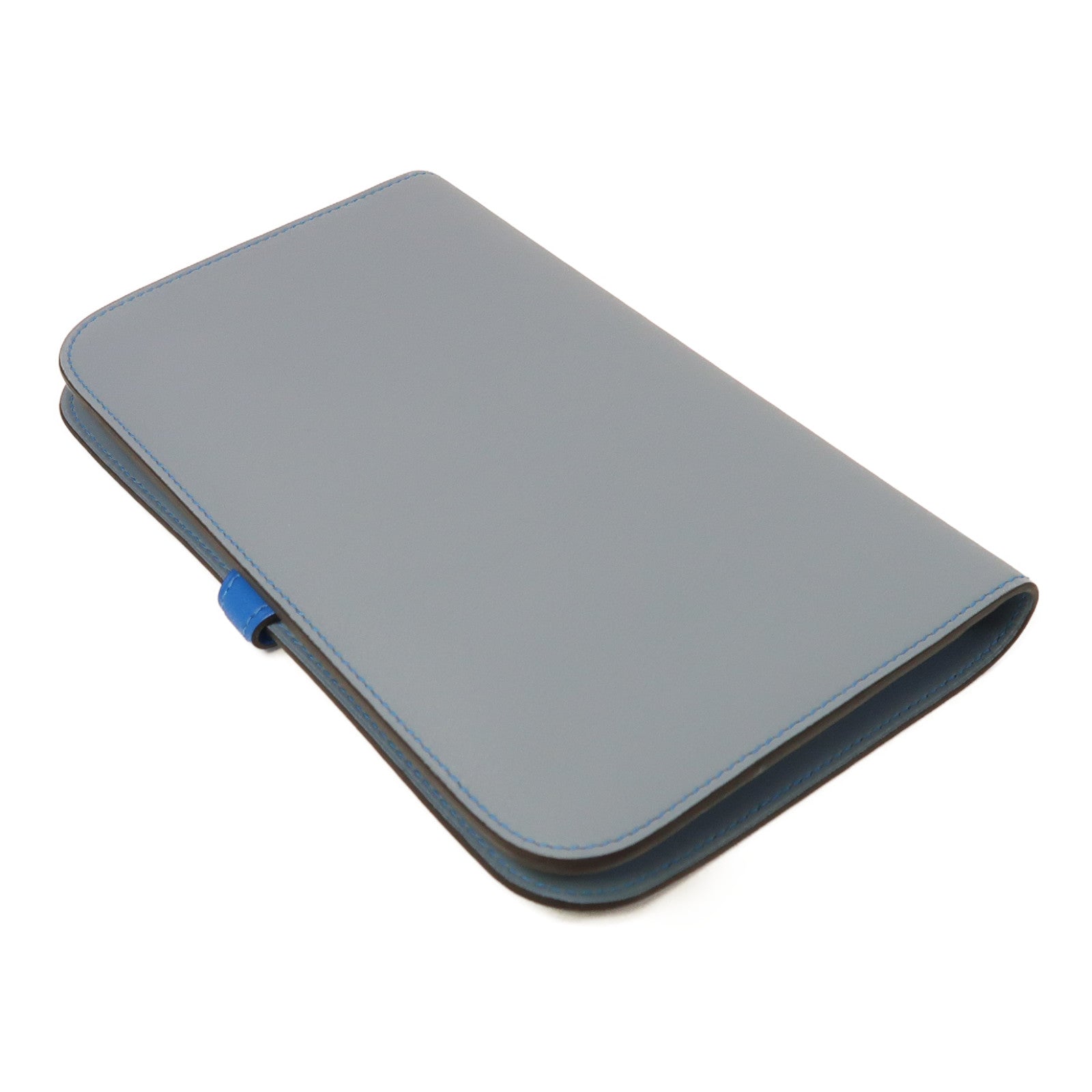 HERMES Swift皮革Dogon GM銀扣長錢包Grey/LightBlue