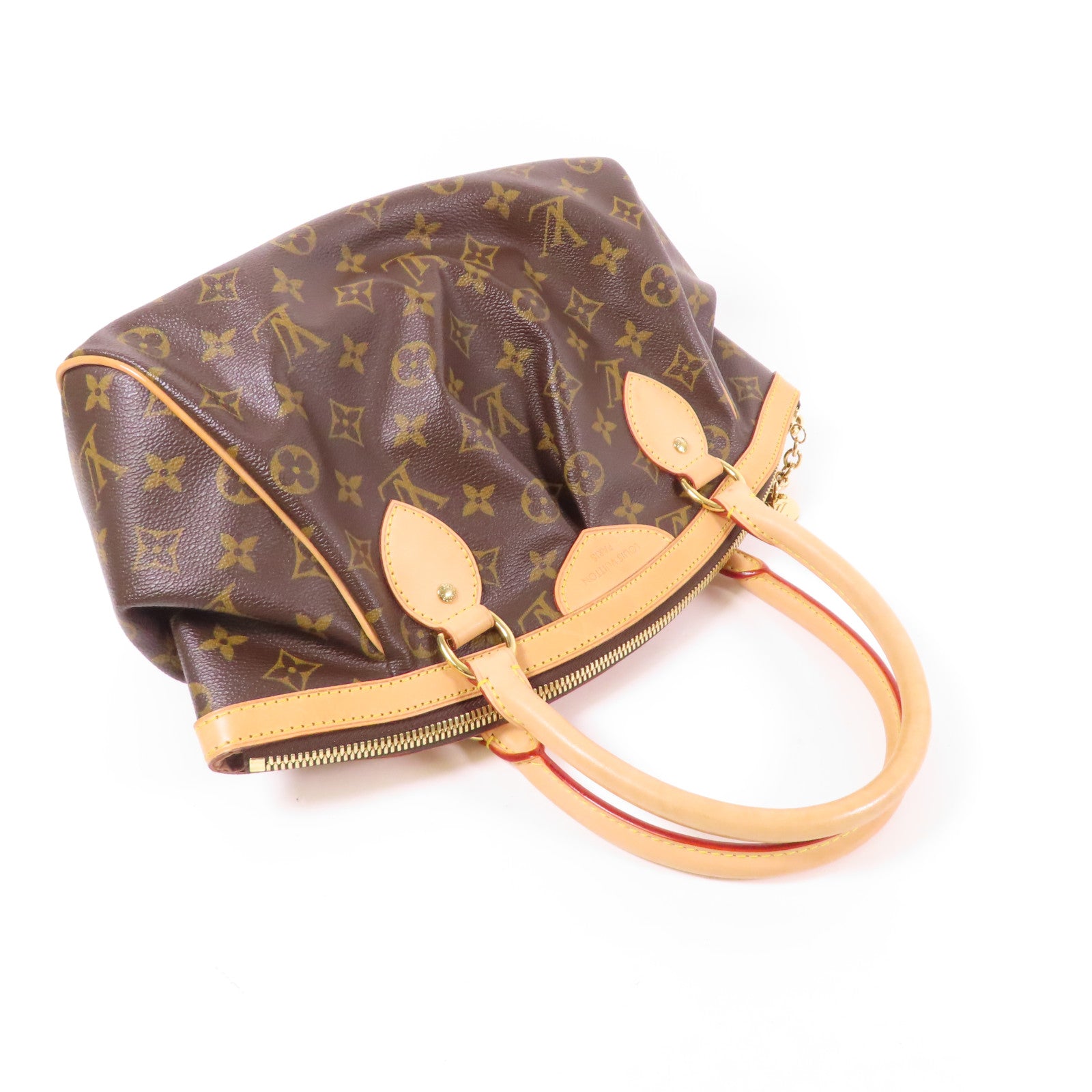 LOUIS VUITTON Monogram Tivoli PM金扣手挽袋棕色