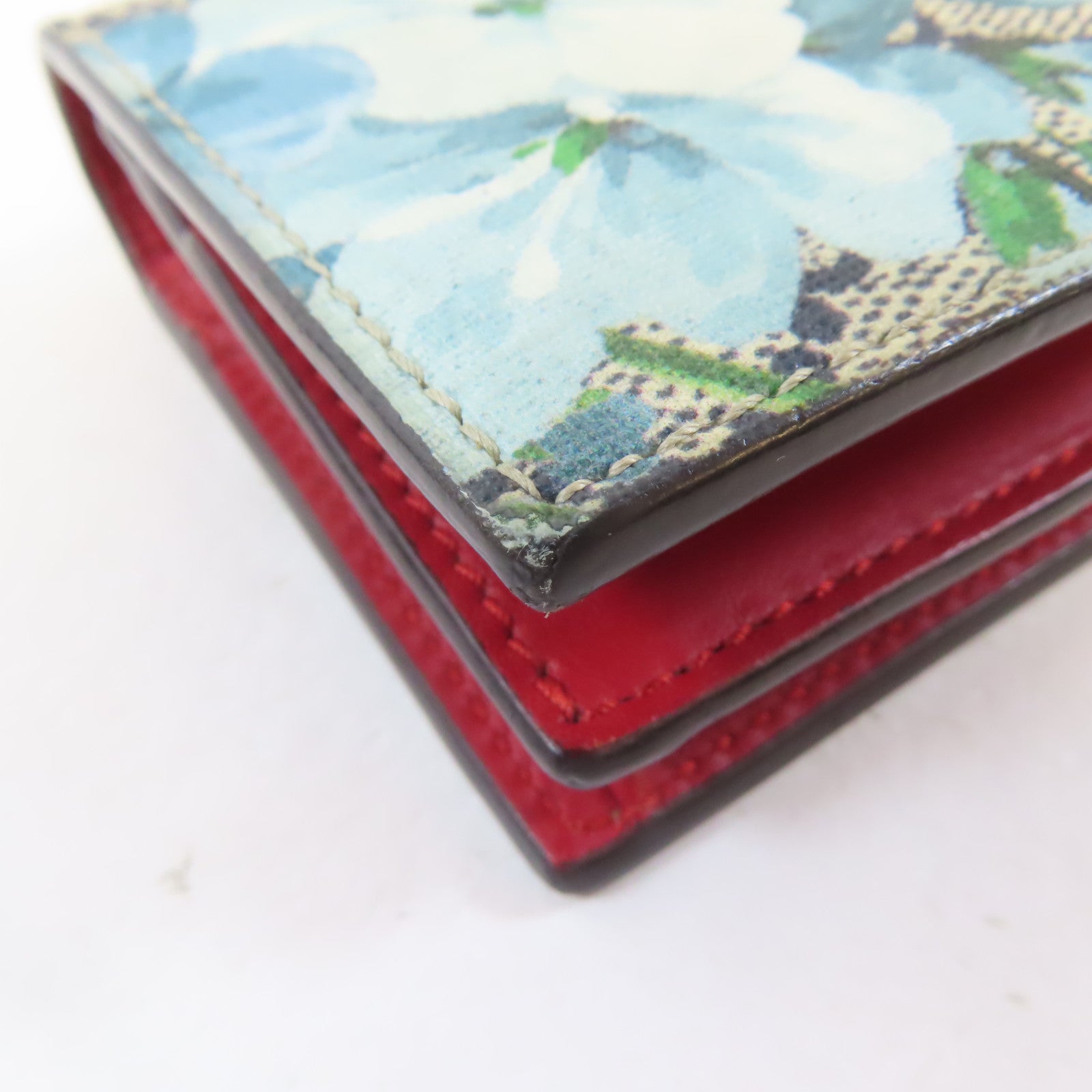 GUCCI 塗層帆布Fold Wallet金扣錢包灰色/藍色