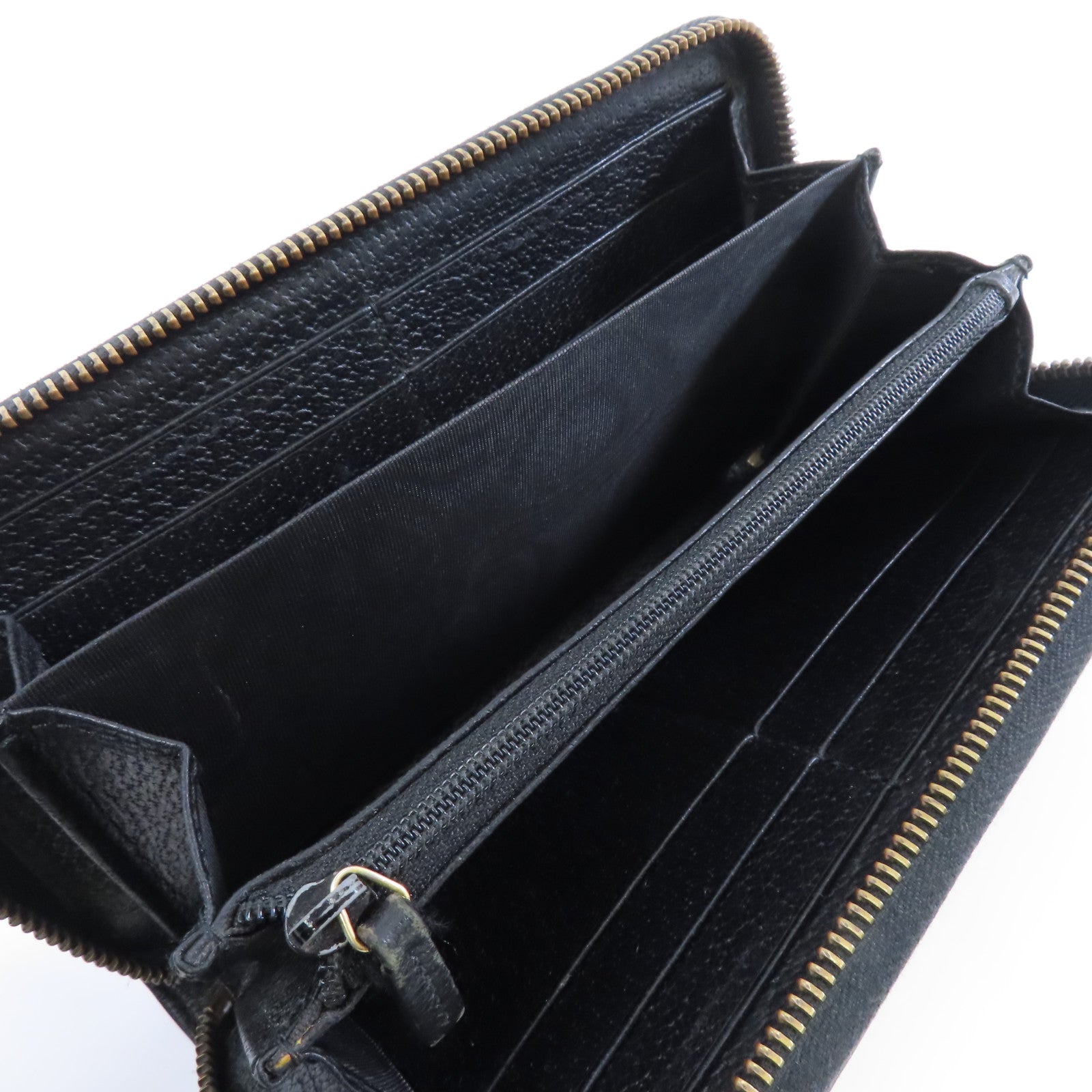 GUCCI 牛皮皮革Zipped Long Wallet金扣長錢包黑色