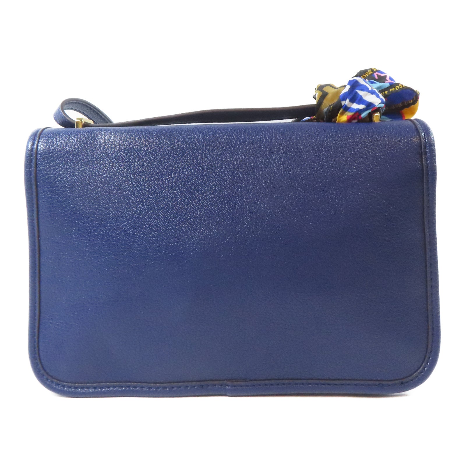 MOSCHINO 皮革Shoulder Bag金扣肩背袋藍色