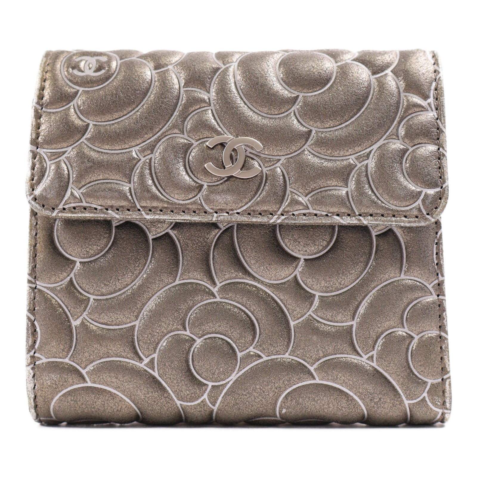 CHANEL CC SHW Wallet Calfskin Leather Silver