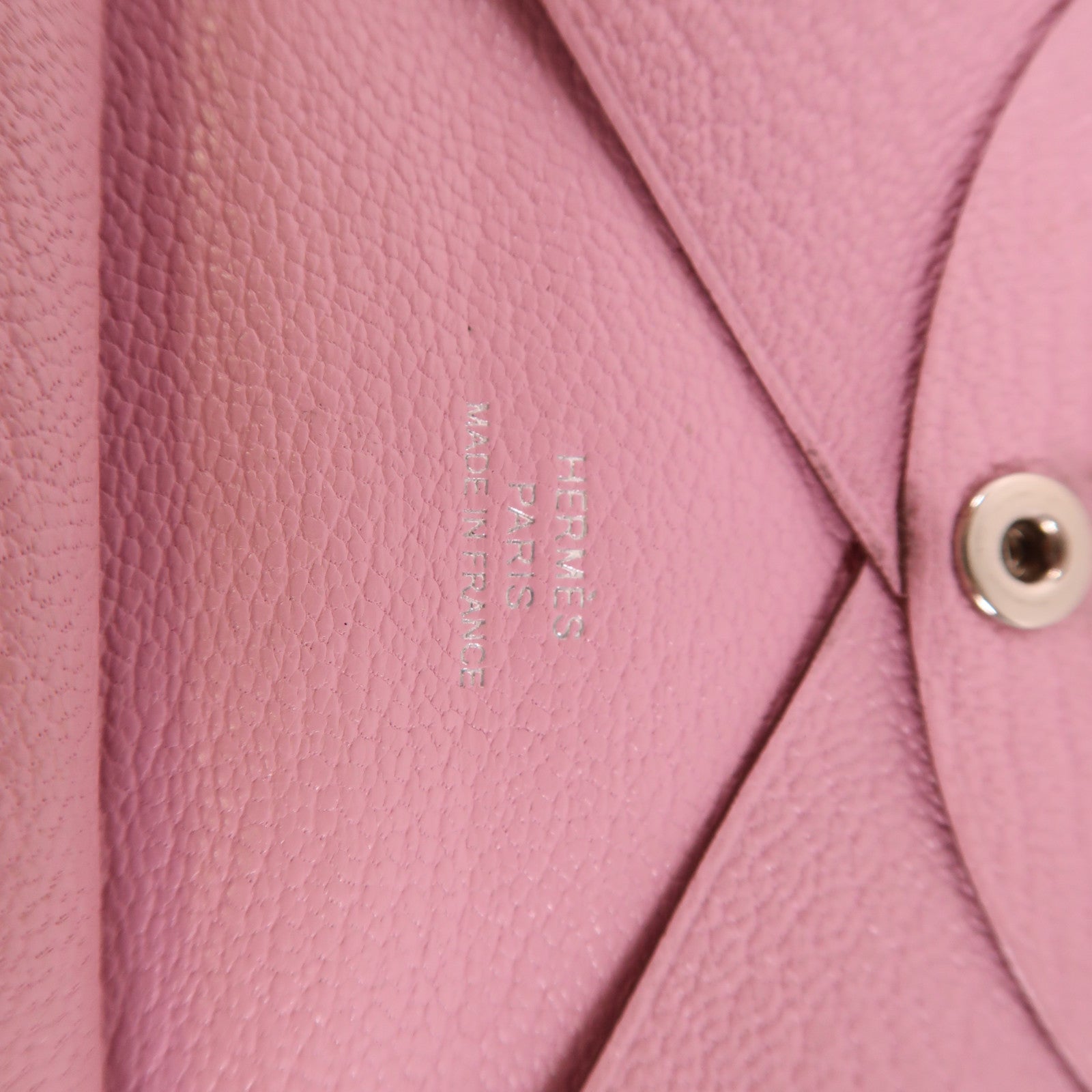 HERMES PHW Calvi Duo Card Case Chevre Leather Mauve Sylvestre