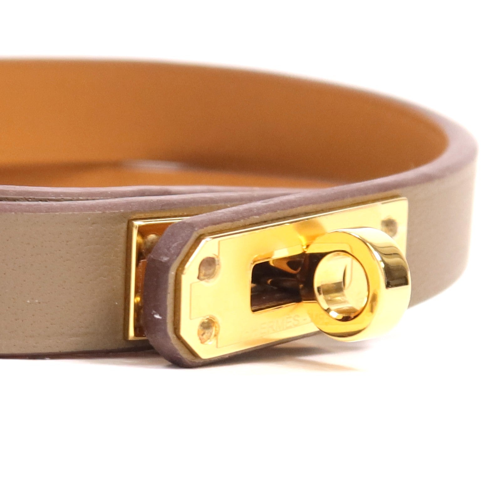 HERMES Swift皮革Kelly Double金扣手帶Etoupe