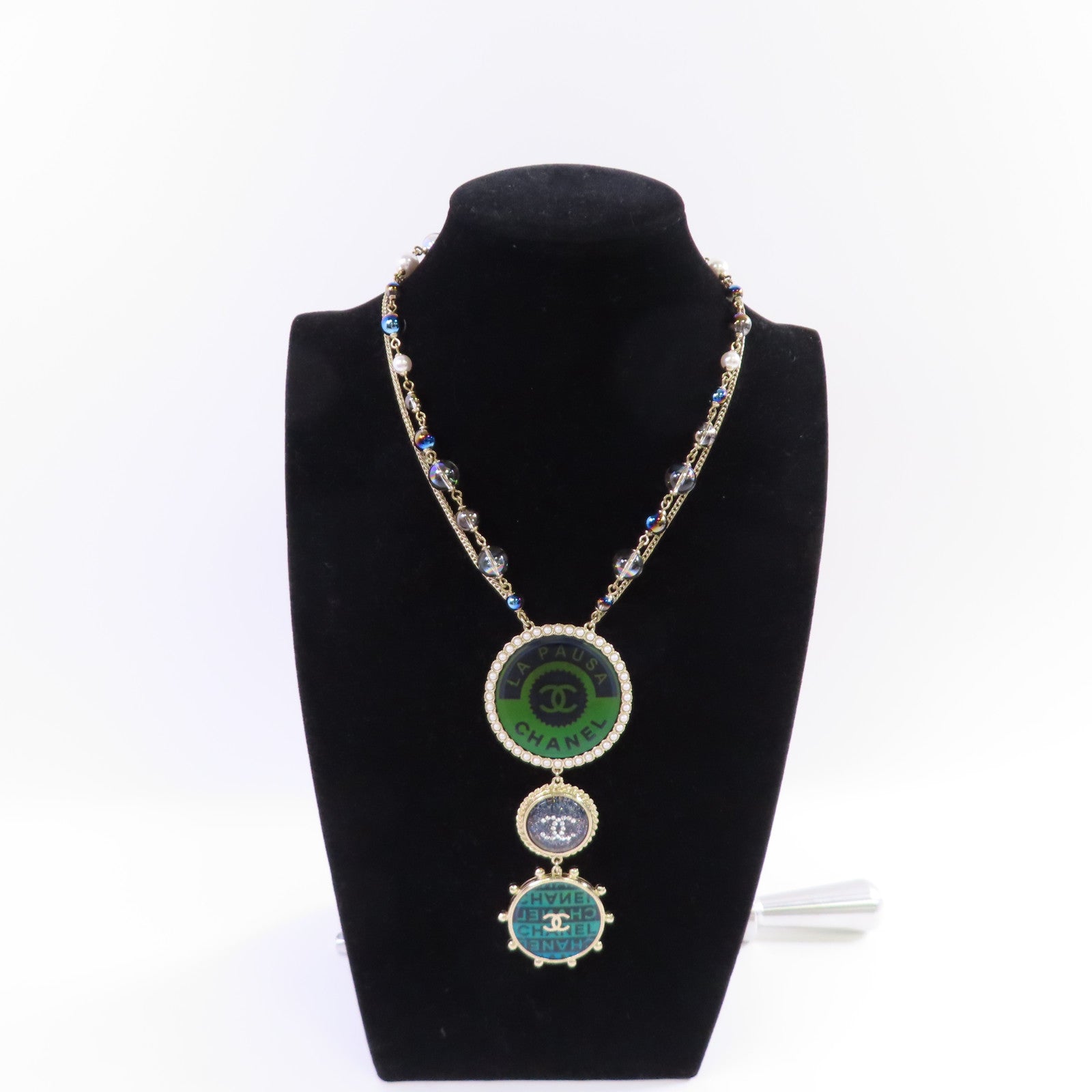 CHANEL 金屬/仿珍珠/水鑽CC Necklace項鏈