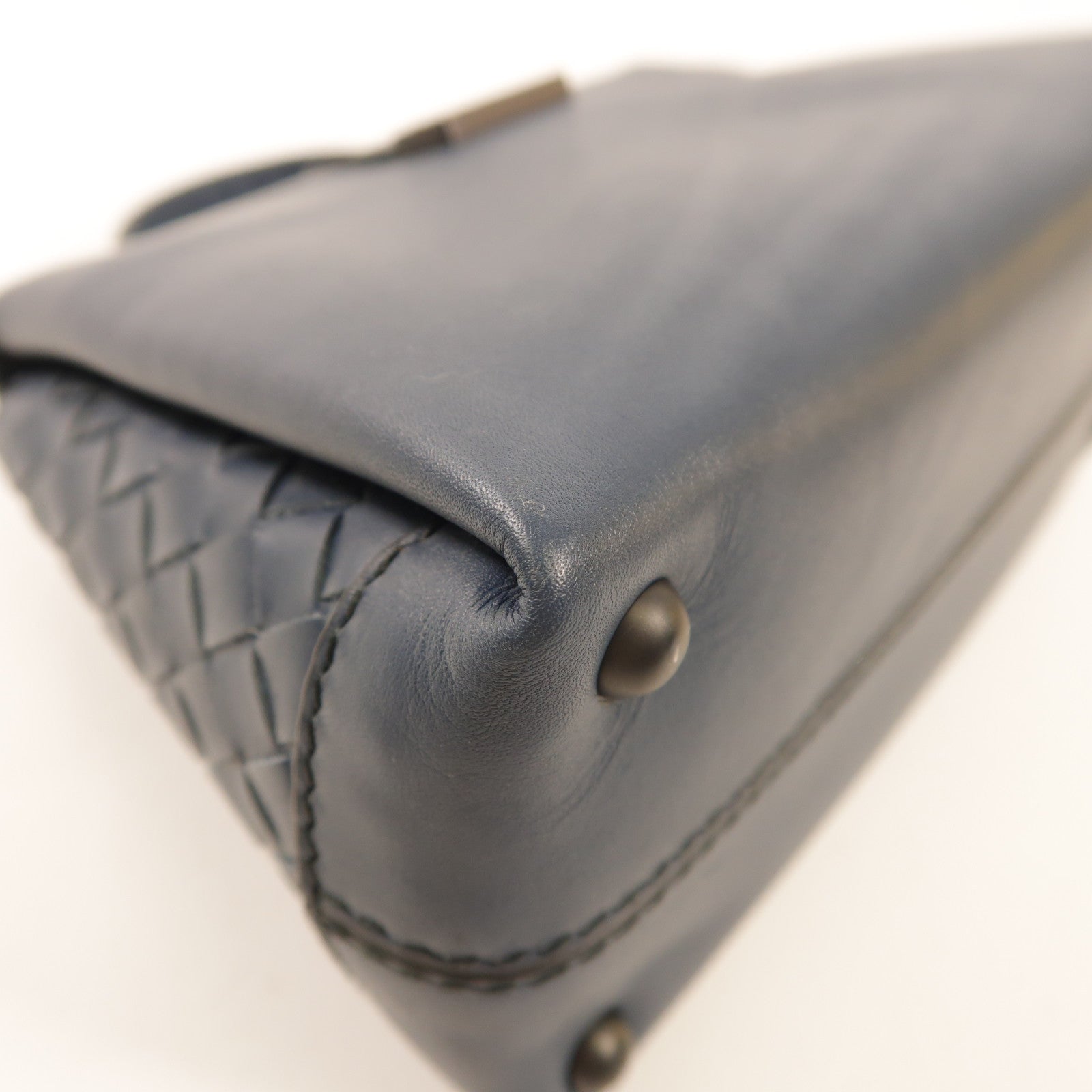 BOTTEGA VENETA 牛皮皮革Piazza Small金扣手挽肩背袋兩用袋灰藍色