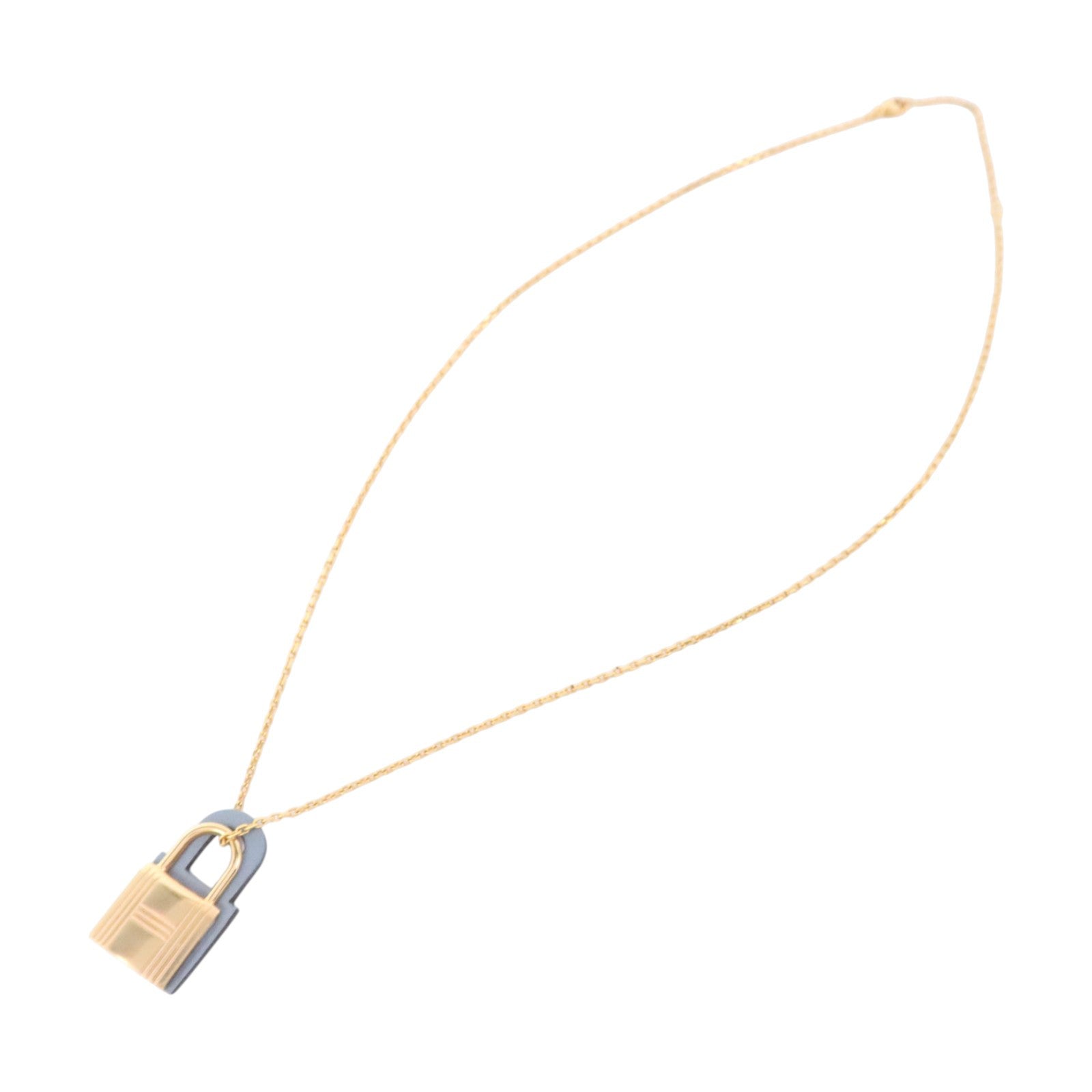 HERMES Swift皮革/金屬O' Kelly Necklace項鏈Bleu Glacier